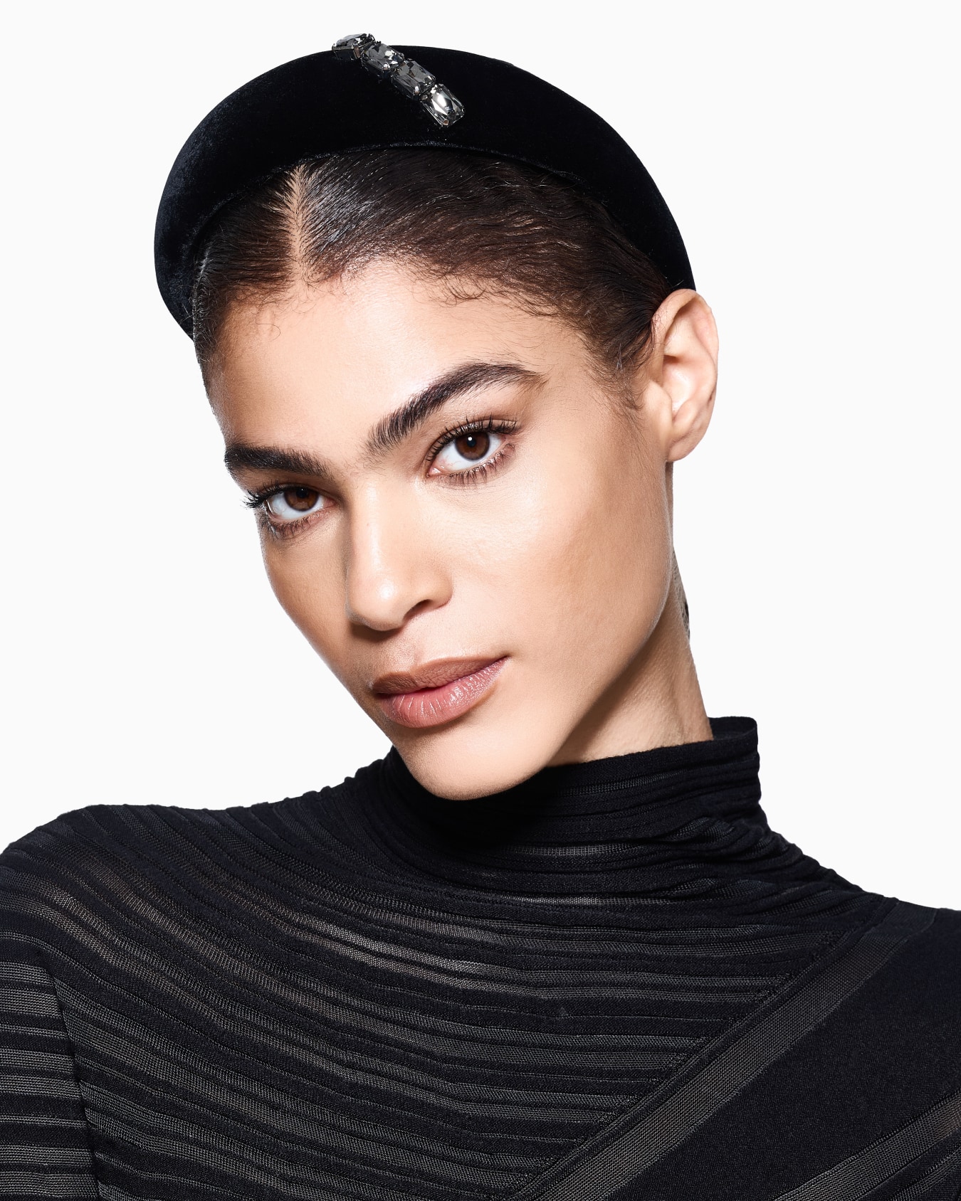 Crystal-embellished velvet headband Slide 3