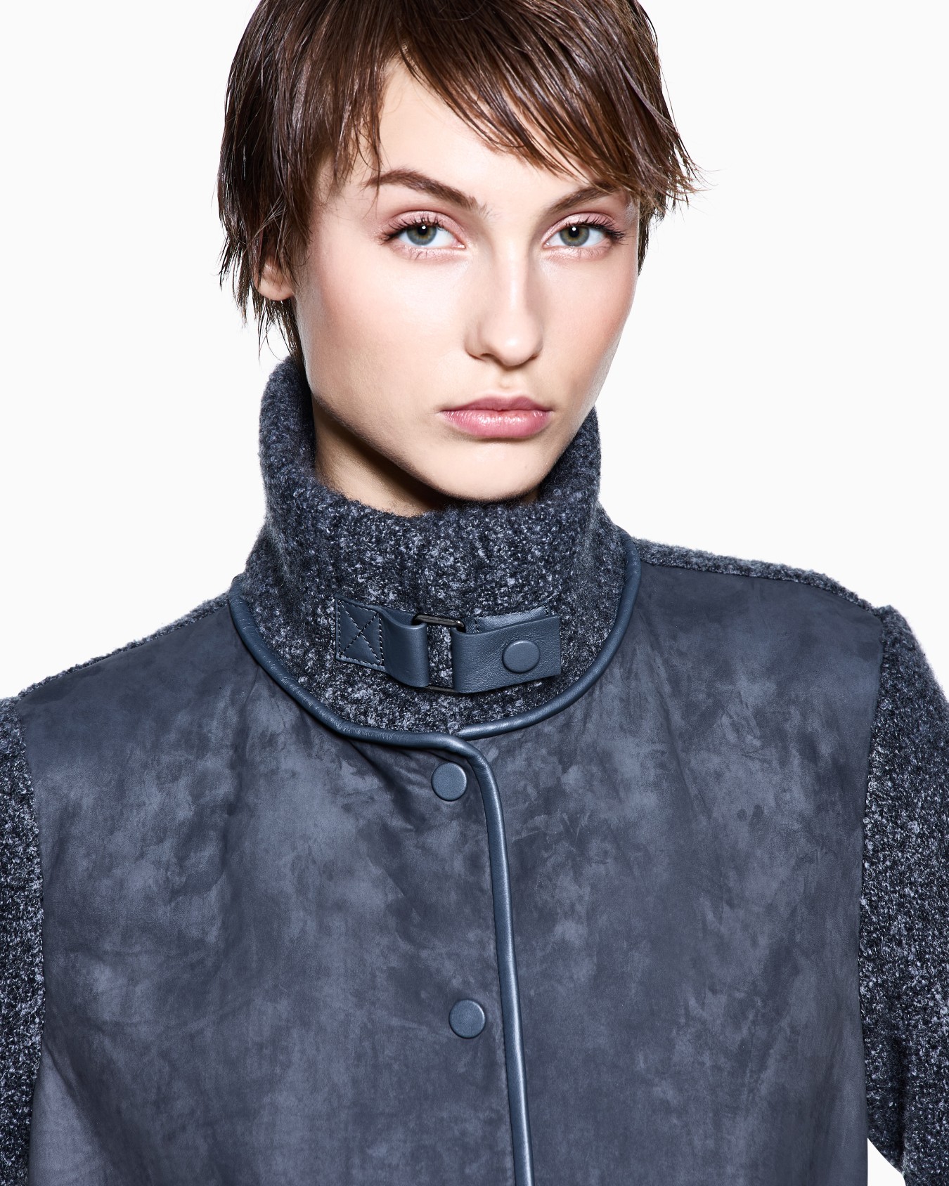 Jacket in calfskin and cashmere and silk bouclé Slide 4