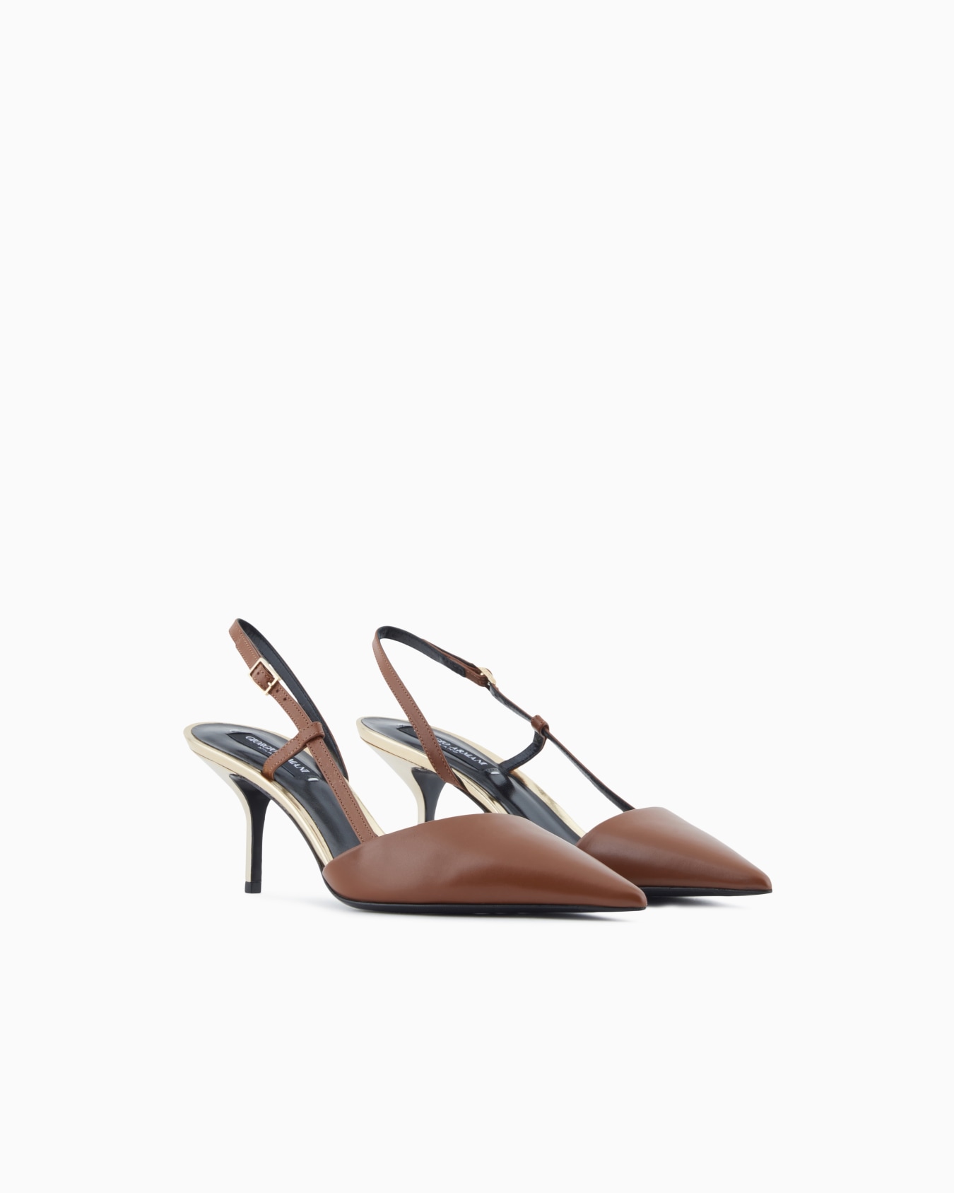 Calfskin slingbacks with mirror details Slide 1