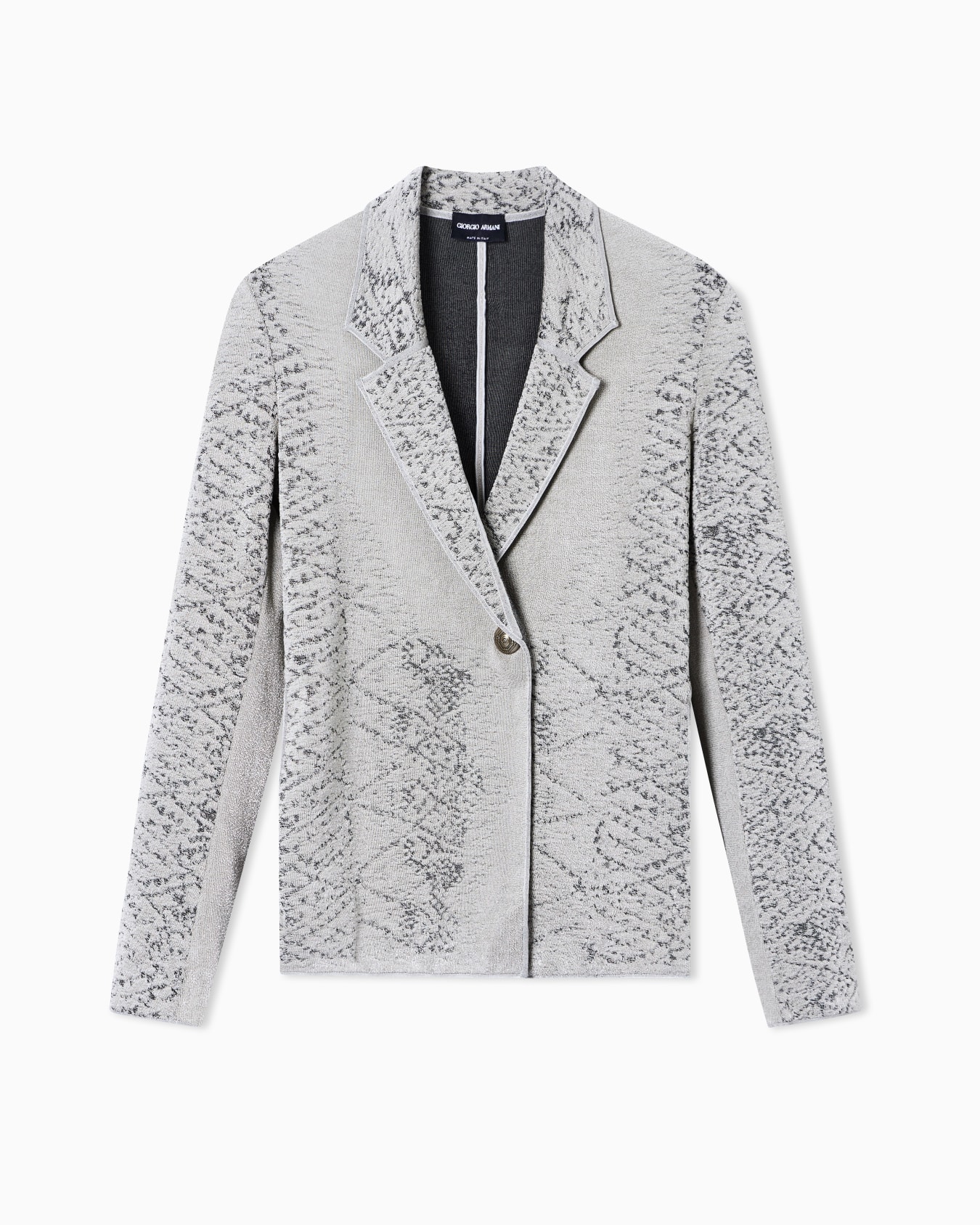 Single-breasted jacket made from jacquard viscose jersey Slide 0