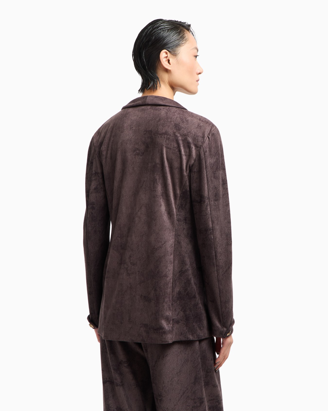 Single-breasted jacket in suede-effect jersey Slide 3