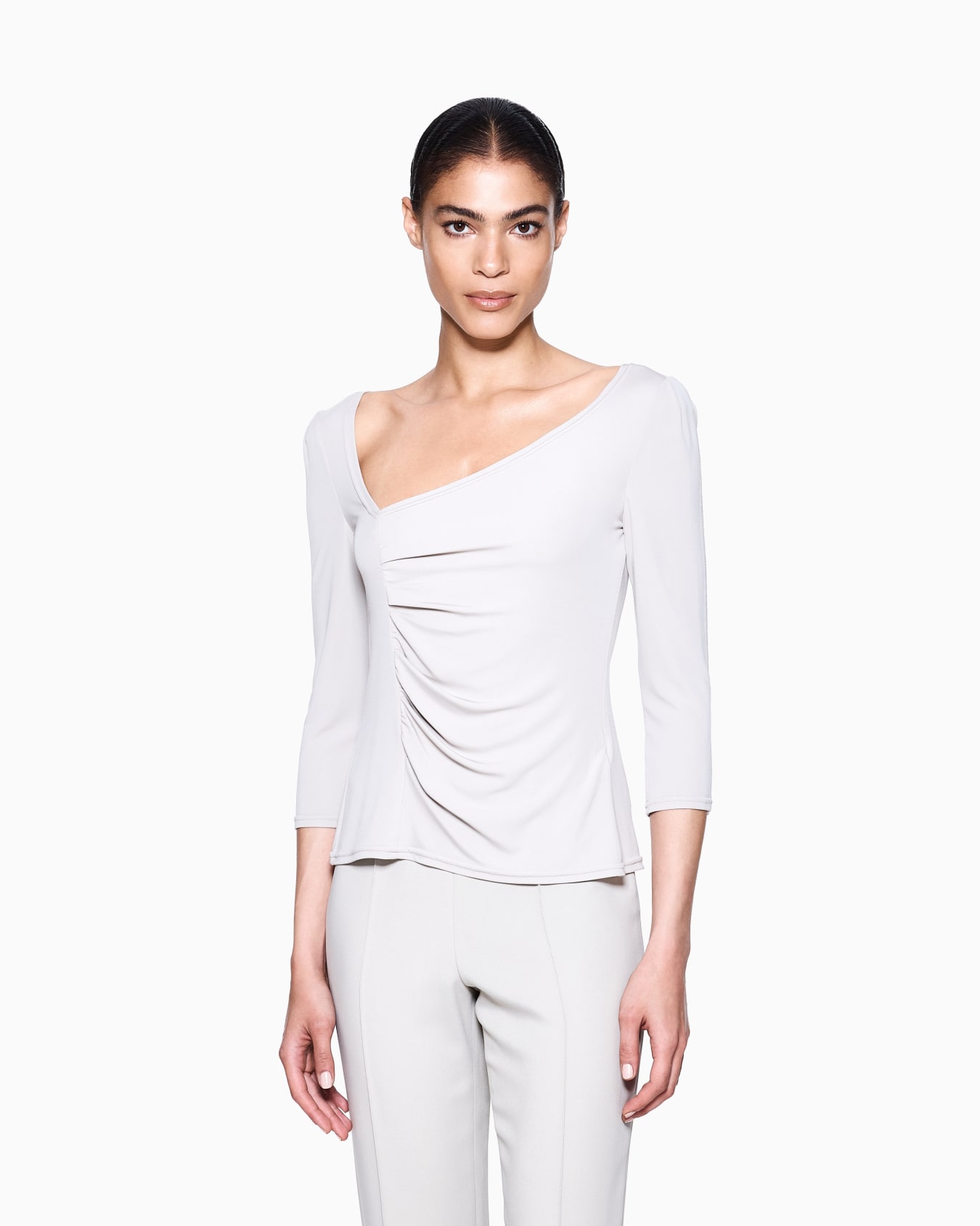 Pull en jersey de viscose avec encolure asymétrique Diapositive 3