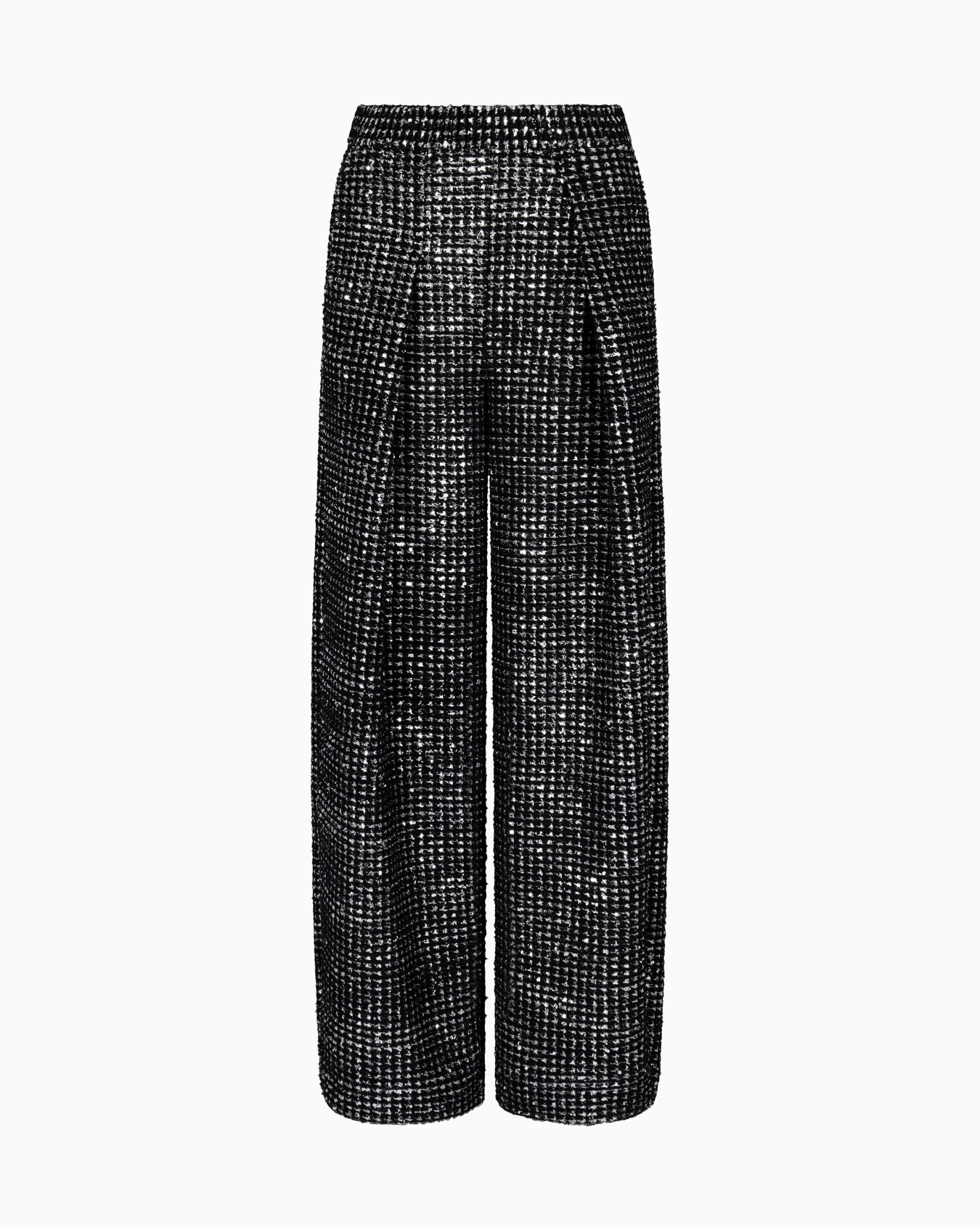Pantaloni a una pince in jersey con stampa flock e paillettes Slide 0