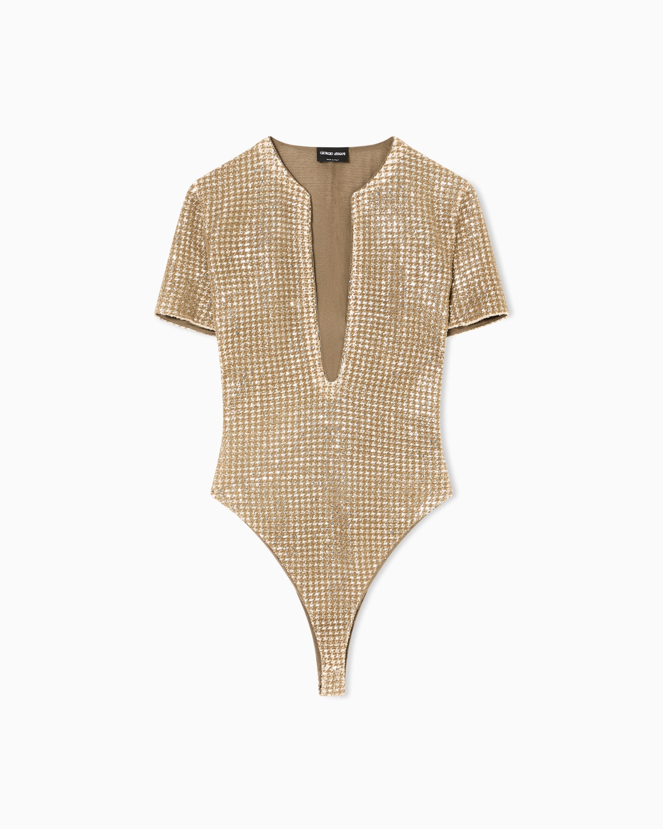 Jersey bodysuit with a flocked print and sequins Slide 0