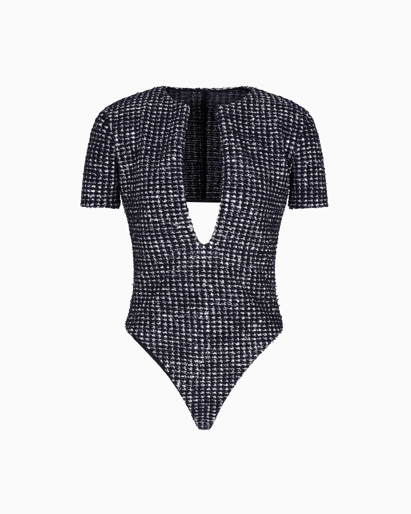 Jersey bodysuit with a flocked print and sequins Slide 0