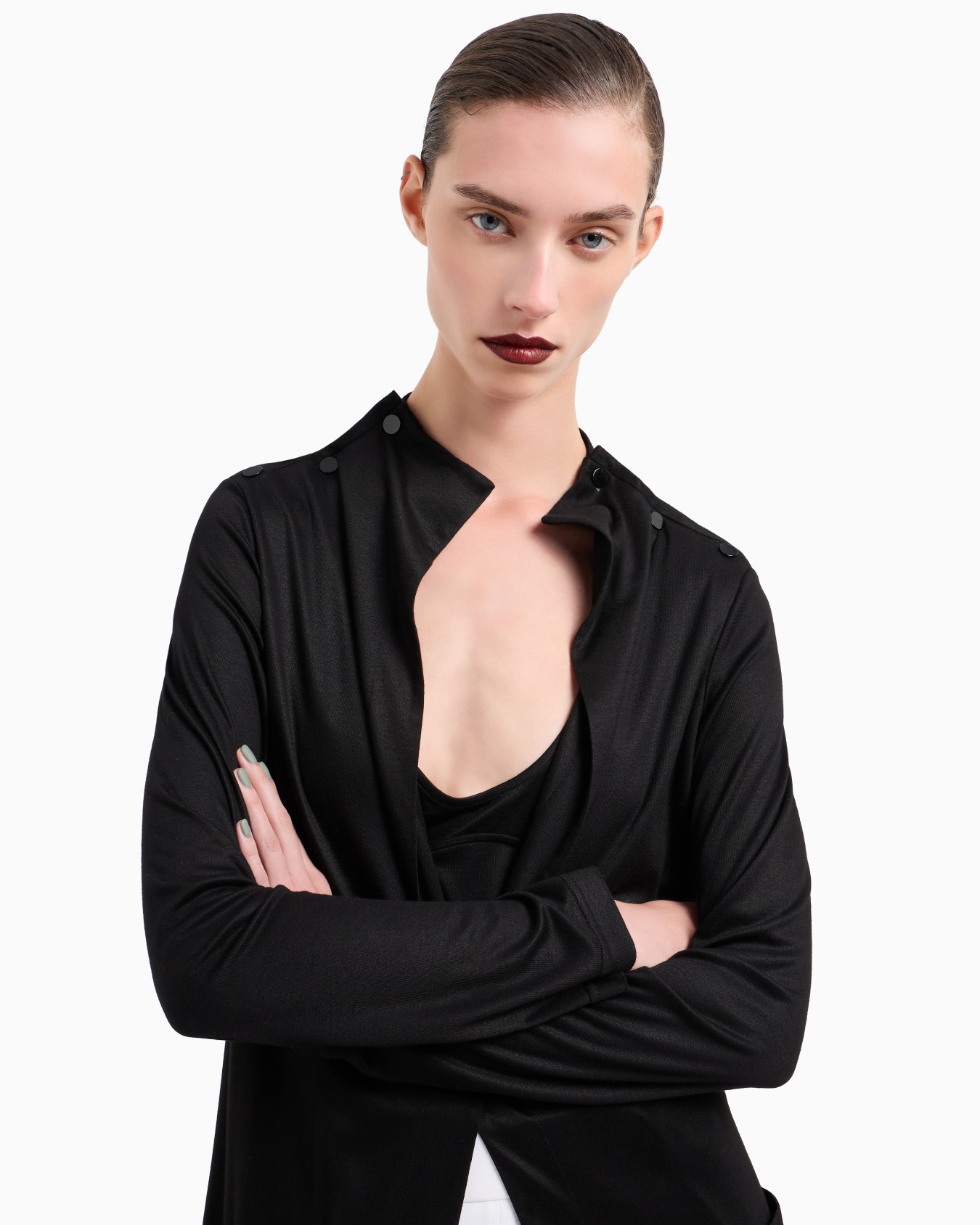 Twin-set with long cardigan and top in viscose jersey Slide 3