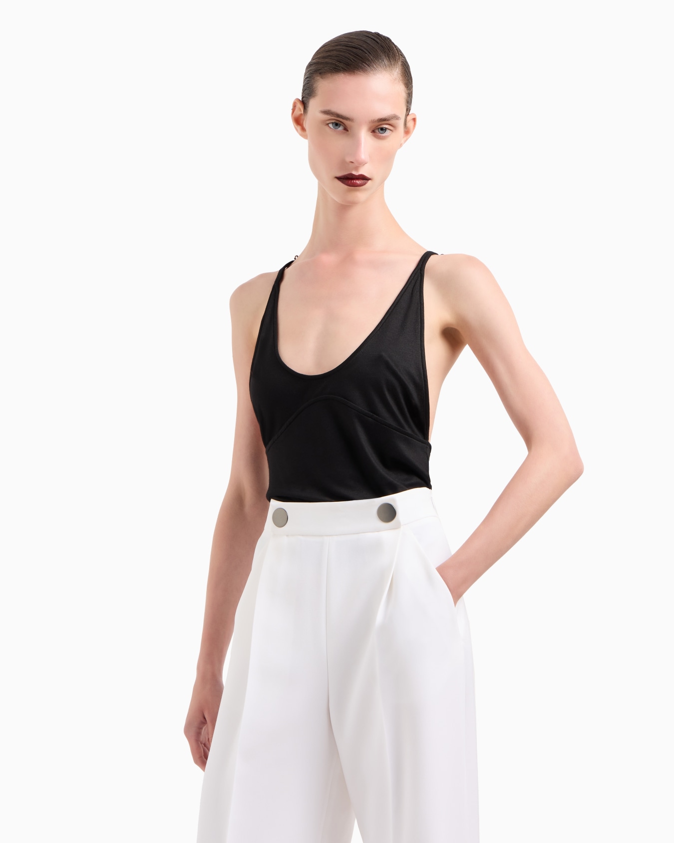 Twin-set with long cardigan and top in viscose jersey Slide 4