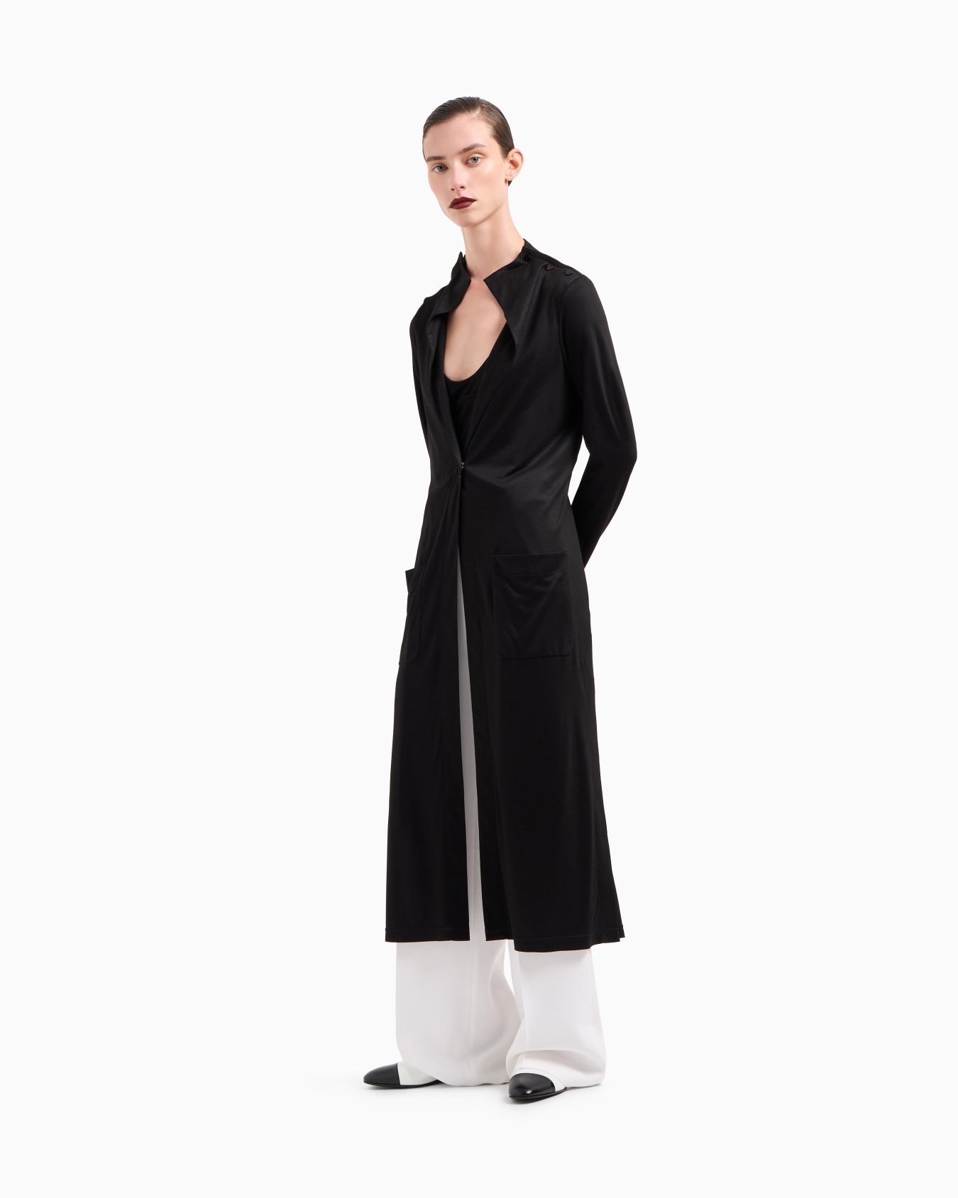 Twin-set with long cardigan and top in viscose jersey Slide 1
