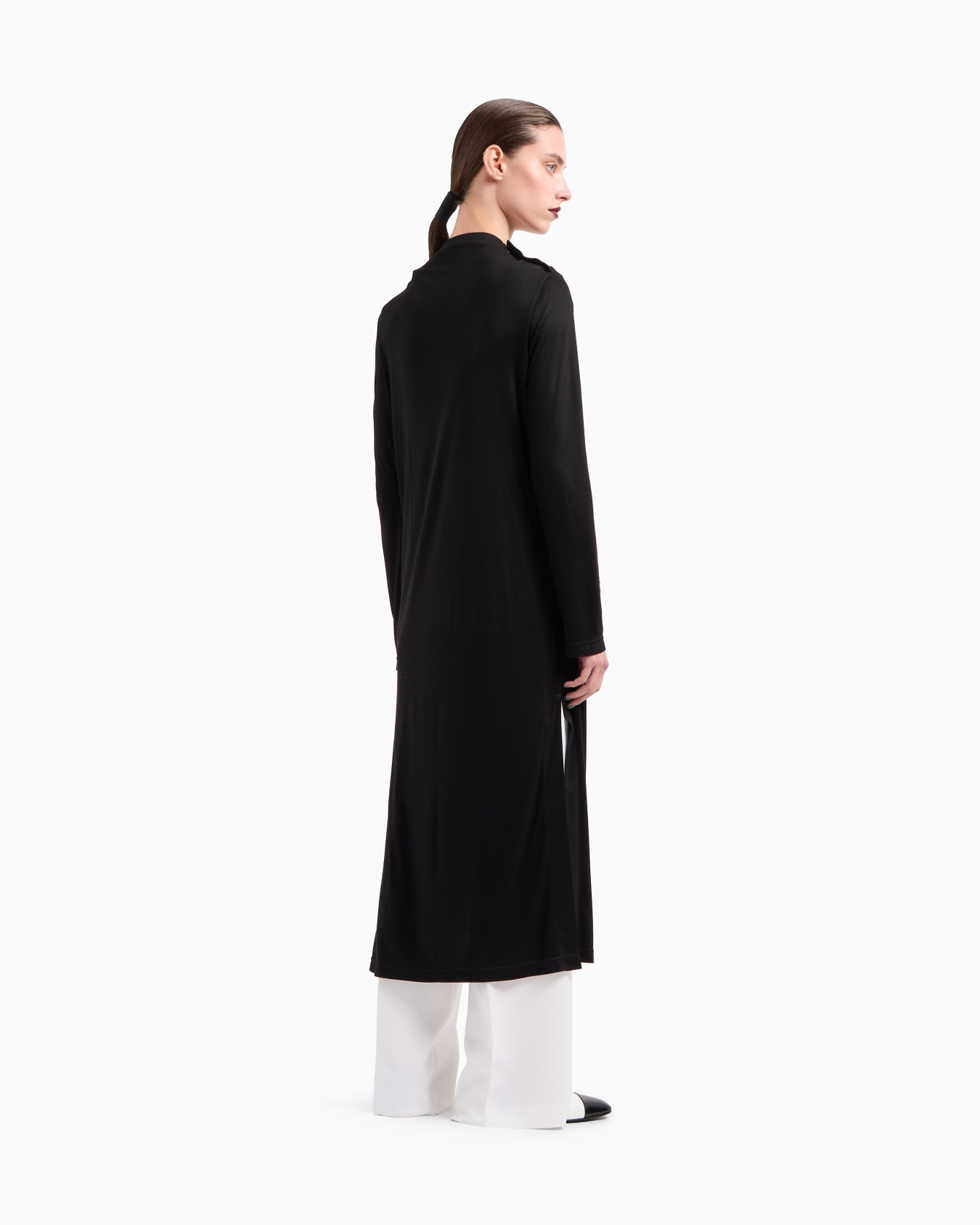 Twin-set with long cardigan and top in viscose jersey Slide 2
