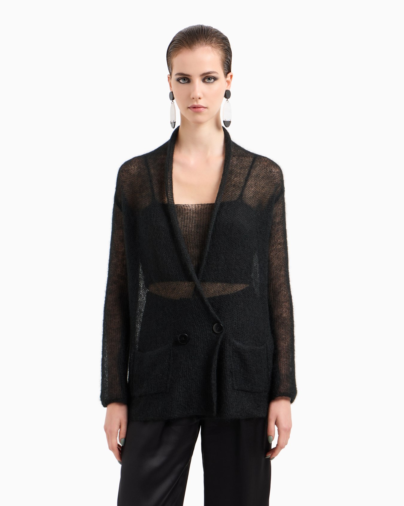 Mohair wool-blend top and double-breasted cardigan twinset Slide 3