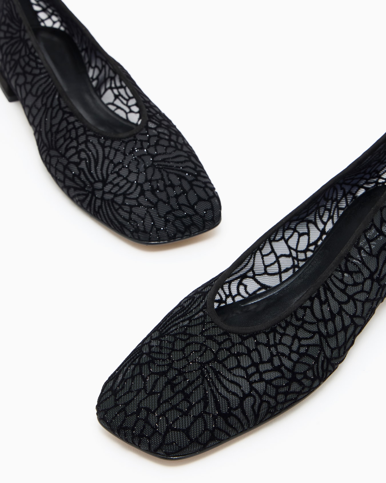 Floral flocked mesh ballerinas Slide 4
