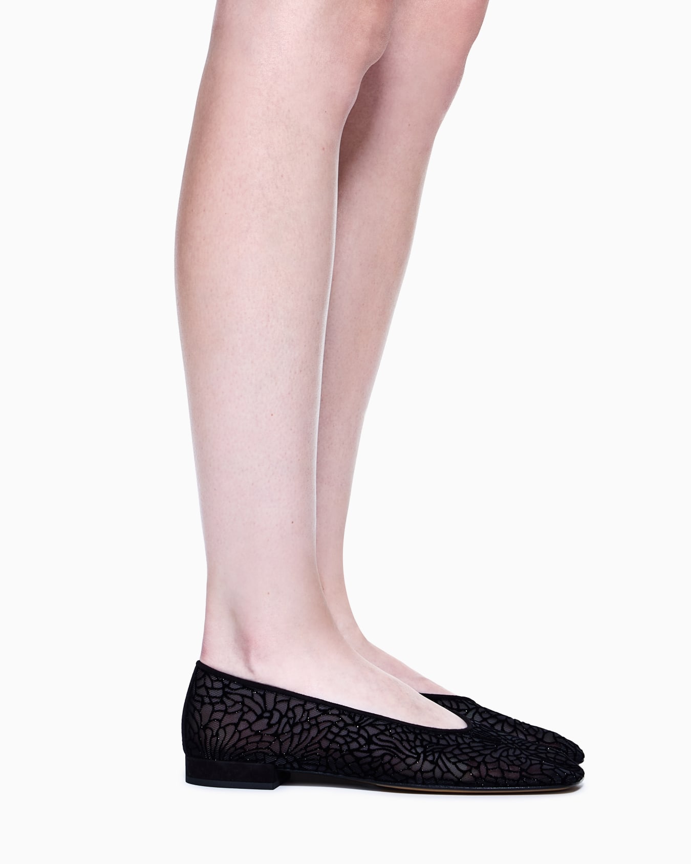 Floral flocked mesh ballerinas Slide 6