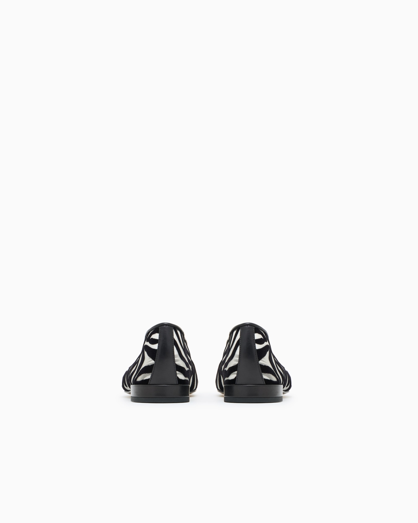 Zebra-design flocked mesh ballerinas Slide 3