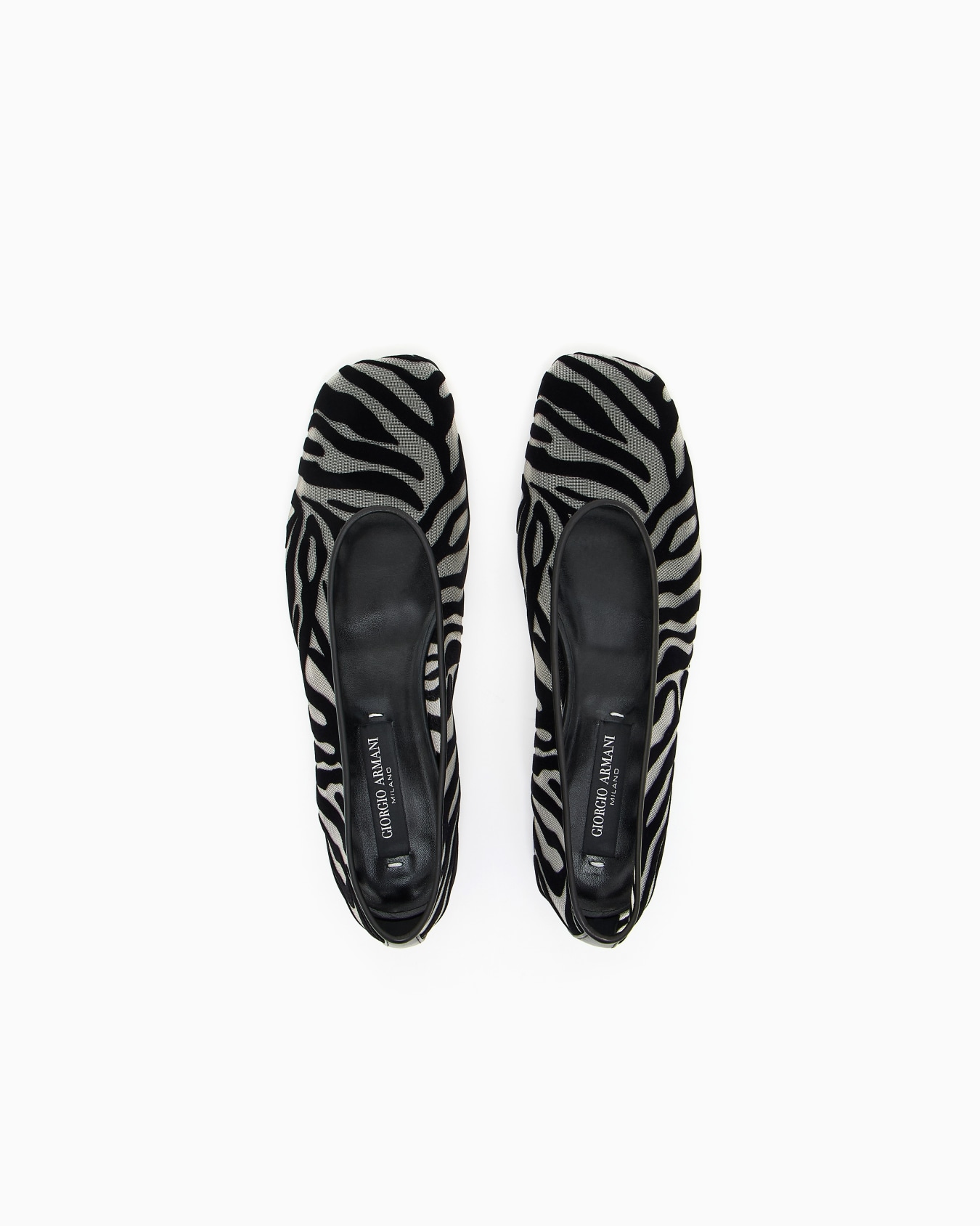 Zebra-design flocked mesh ballerinas Slide 2
