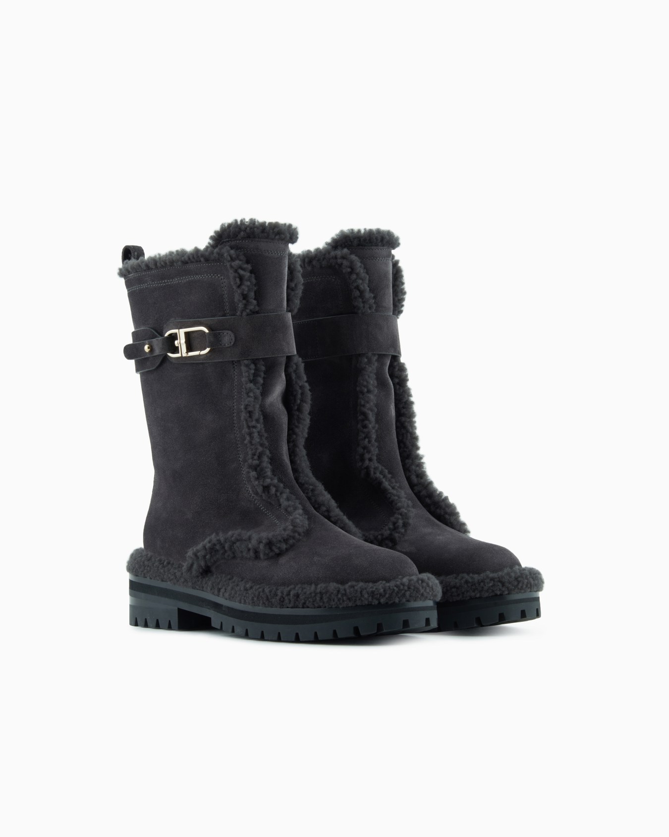 Botín bajo de ante y vellón de piel de carnero Giorgio Armani Neve Diapositiva 1