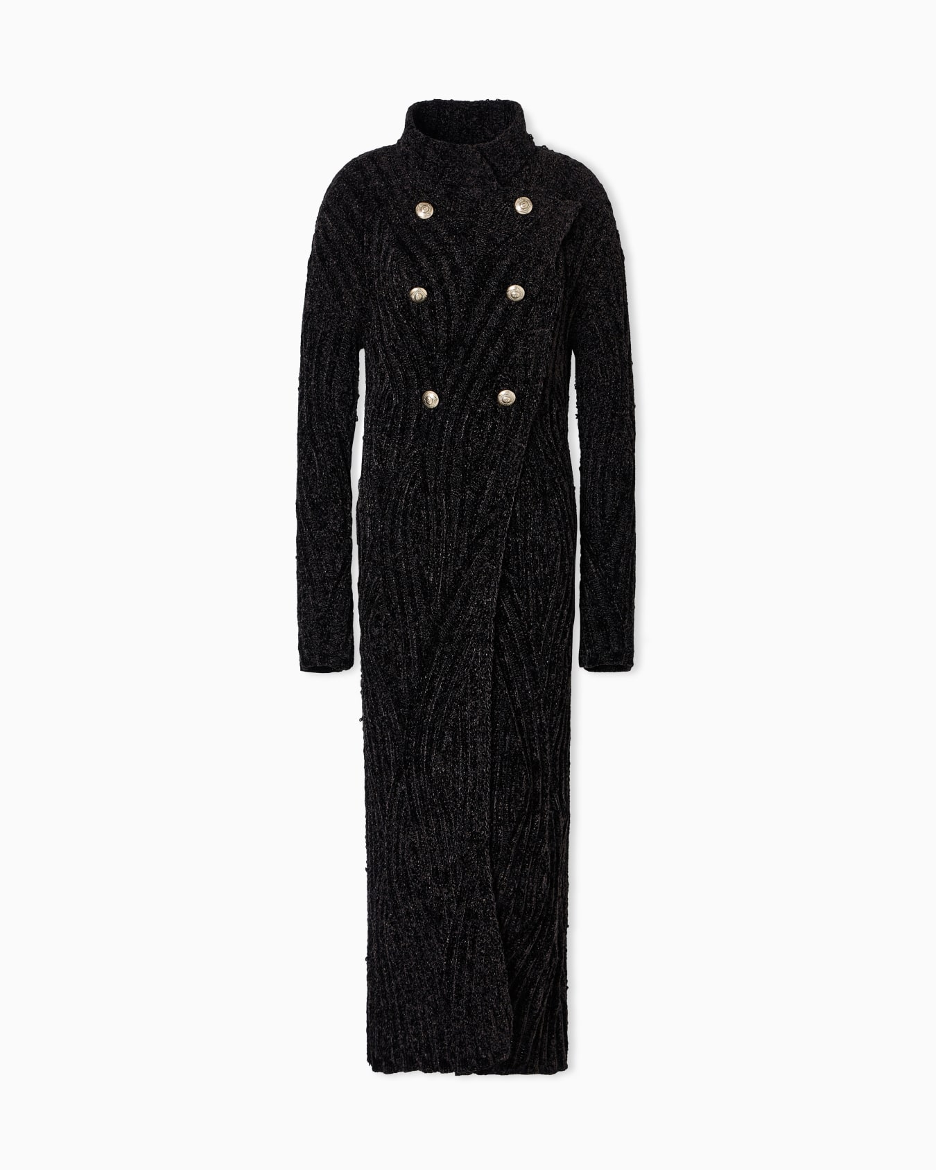 Long viscose and wool knit cardigan Slide 0