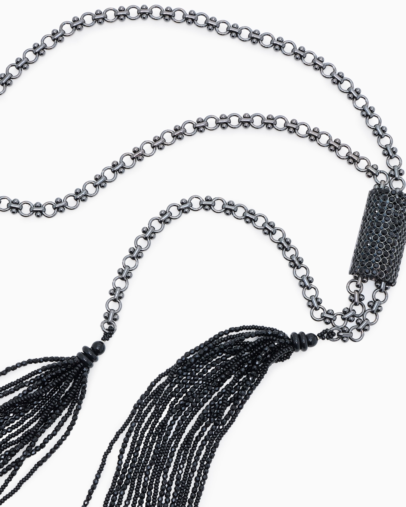 Long chain necklace with beaded tassels Slide 1