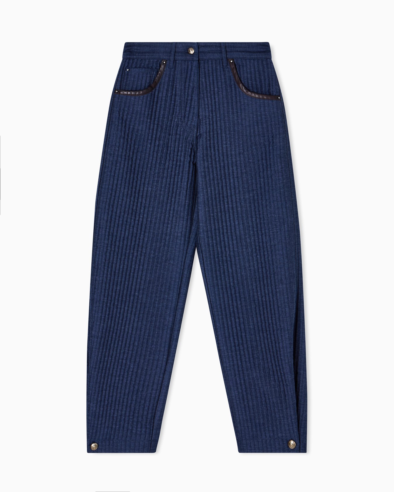 Denim Collection five-pocket trousers in viscose, cotton and silk with a quilted motif Slide 0