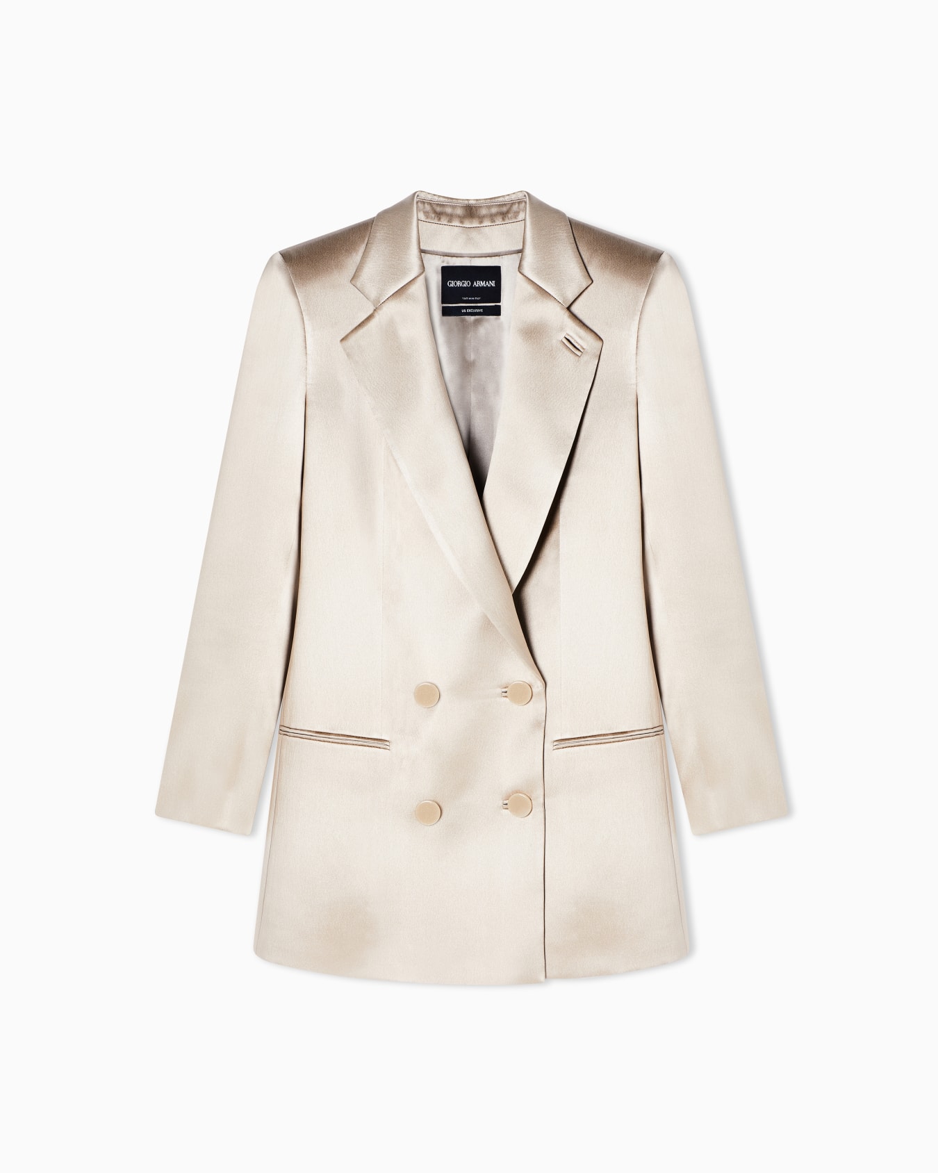 Double-breasted silk satin jacket Slide 0