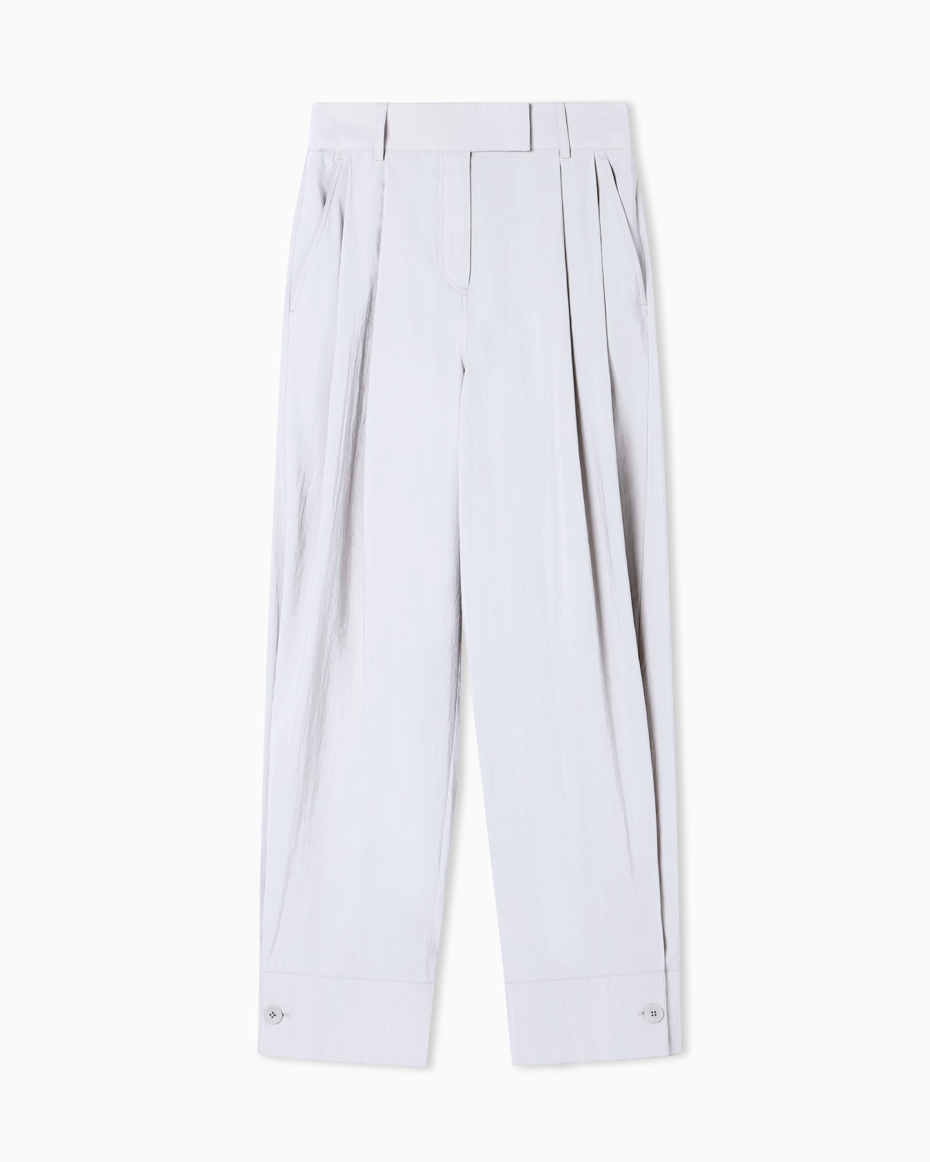 Washed technical silk trousers with pleats Slide 0