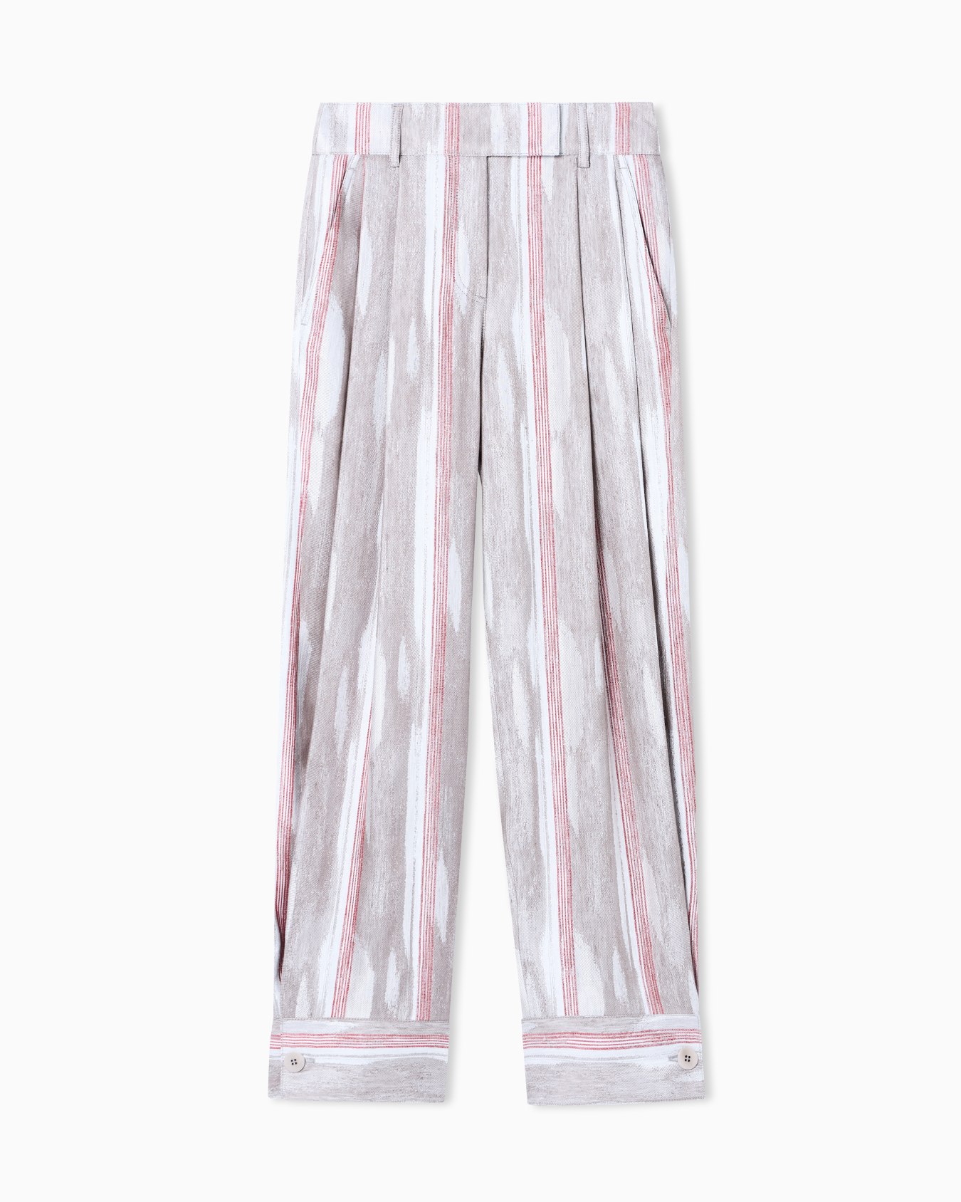 Jacquard linen and viscose trousers with pleats Slide 0