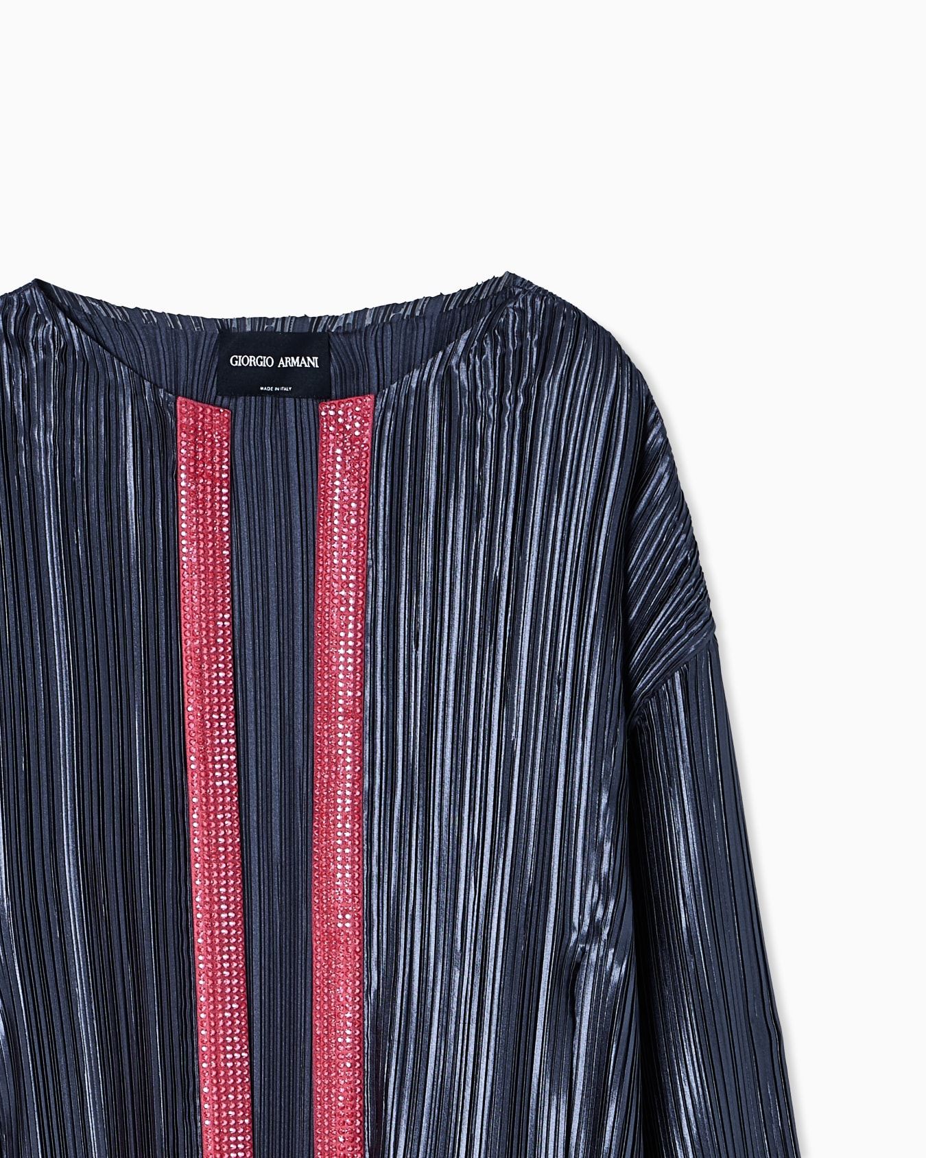 라인스톤 디테일 플리츠 패브릭 싱글 브레스트 재킷 슬라이드 5