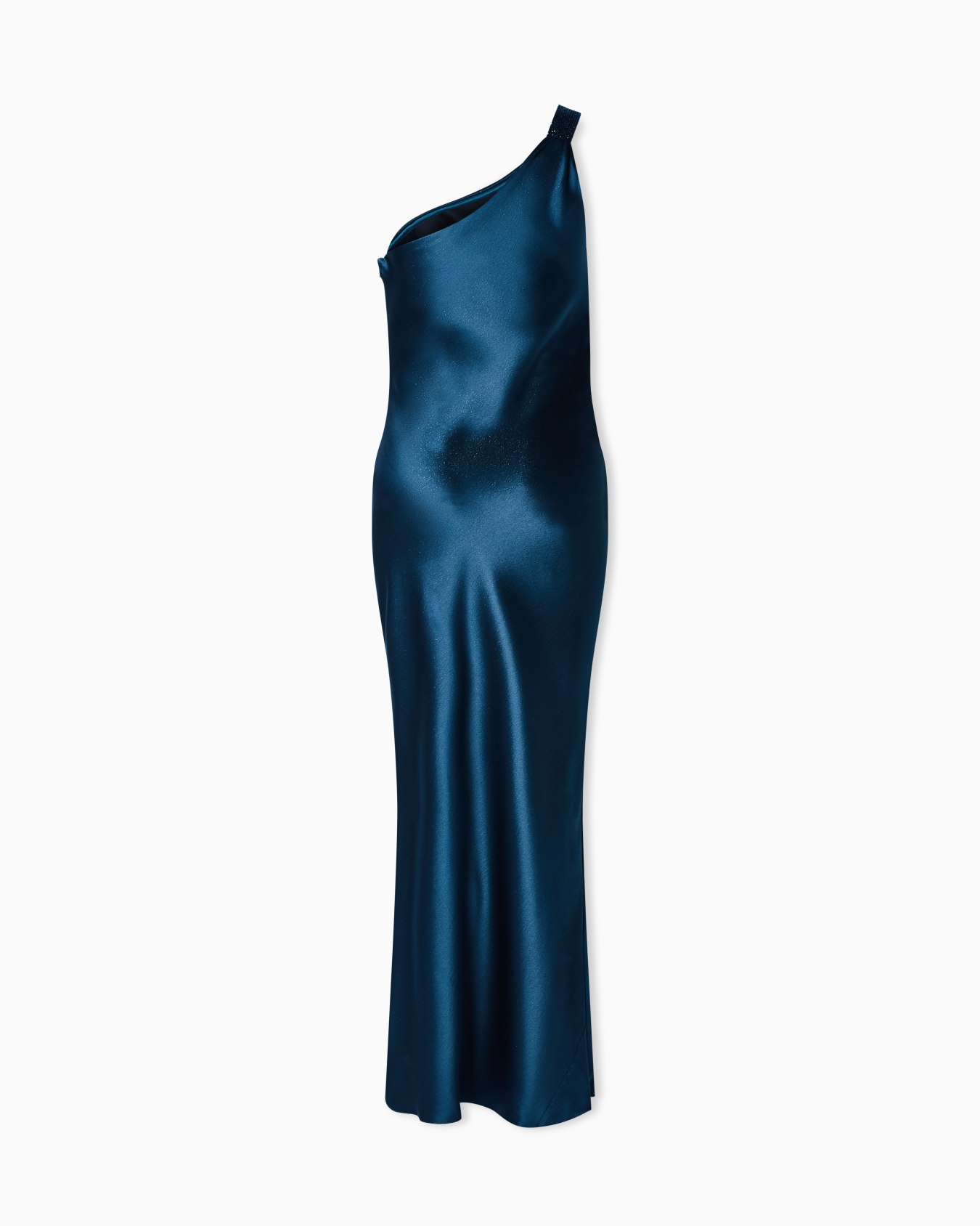 Long one-shoulder silk dress Slide 2