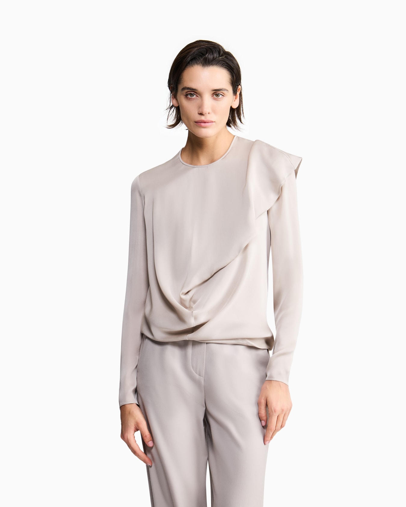 ブラウス ドレープシルクシャルムーズ スライドする 3