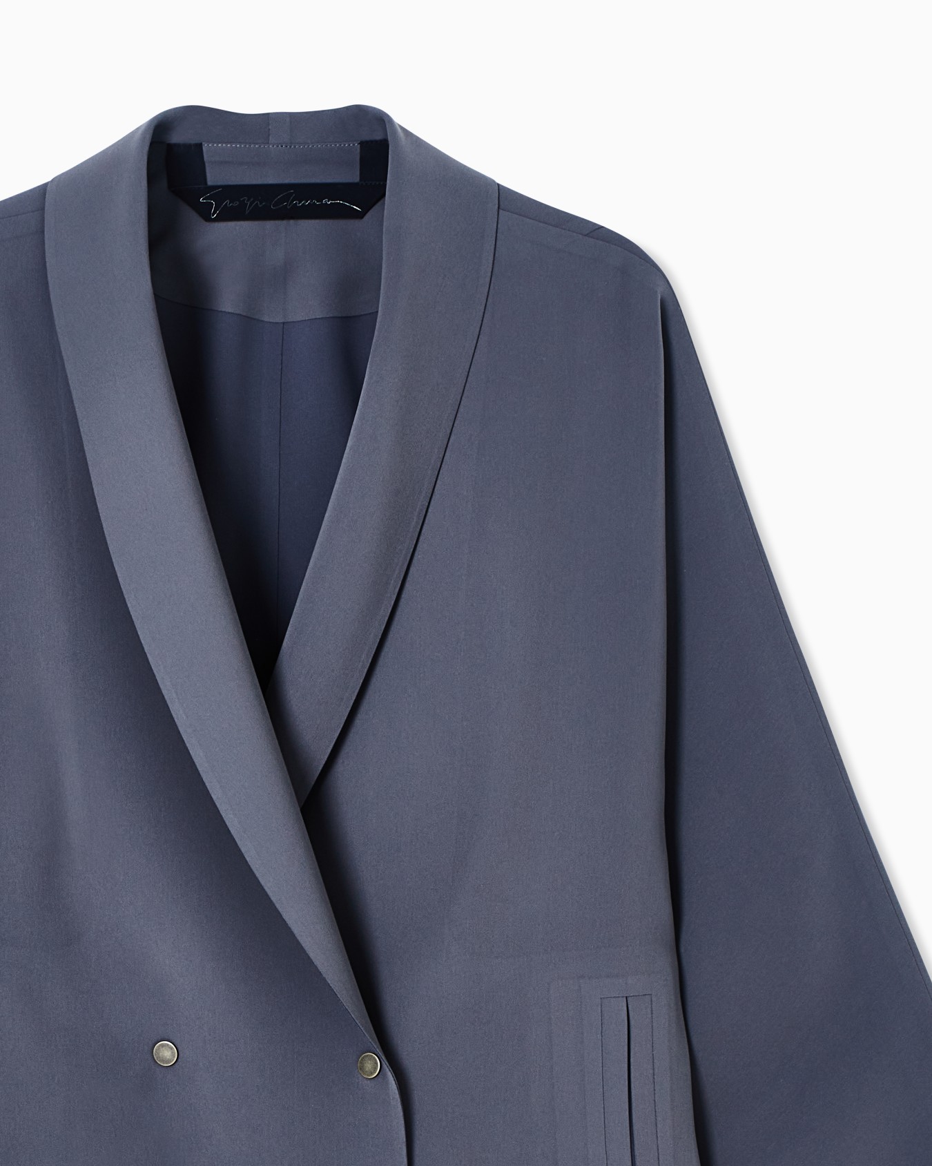 Double-breasted pea coat in technical cady Slide 4