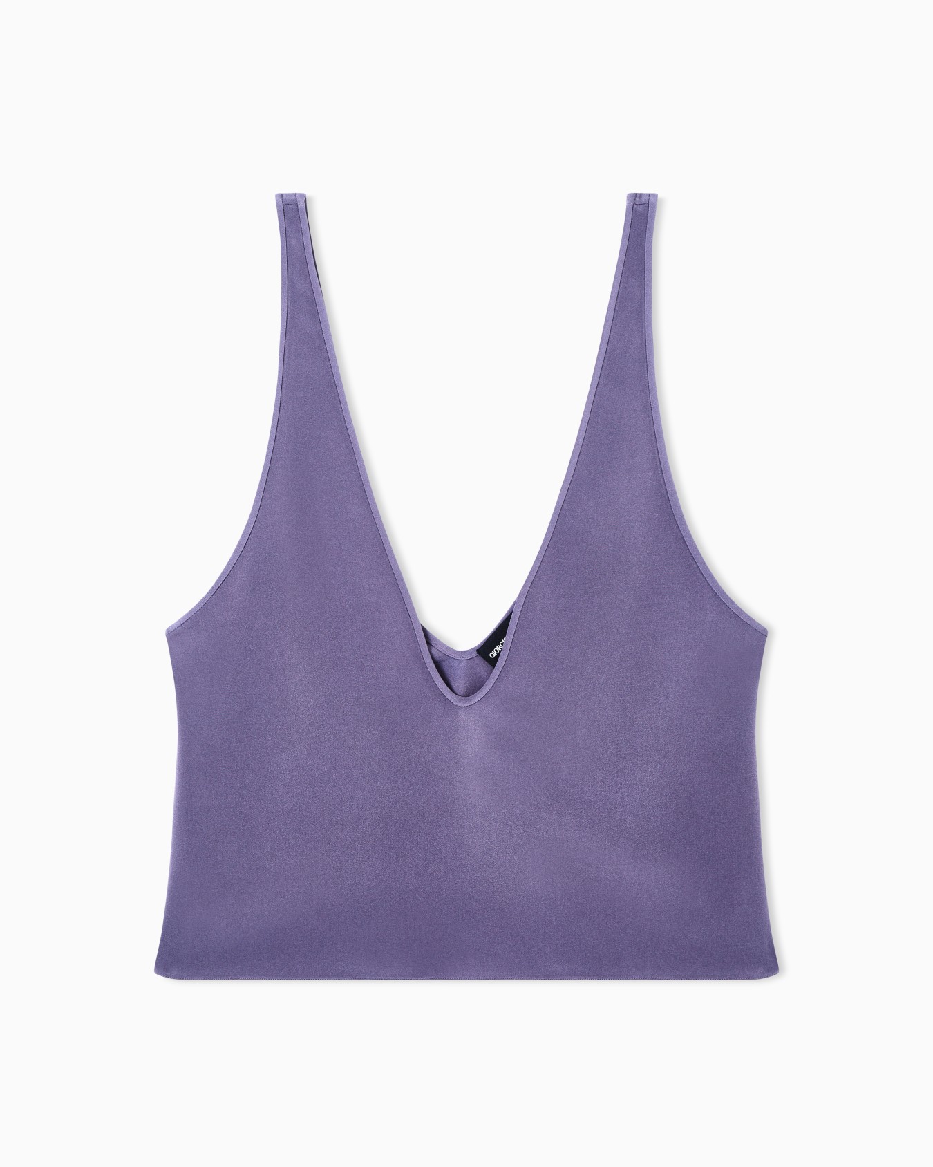 Silk blend crêpe short top Slide 0