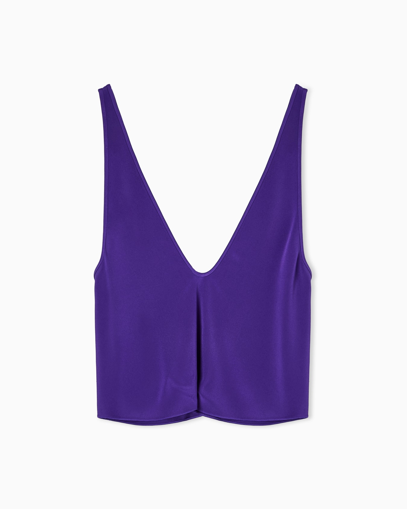 Silk blend crêpe short top Slide 0