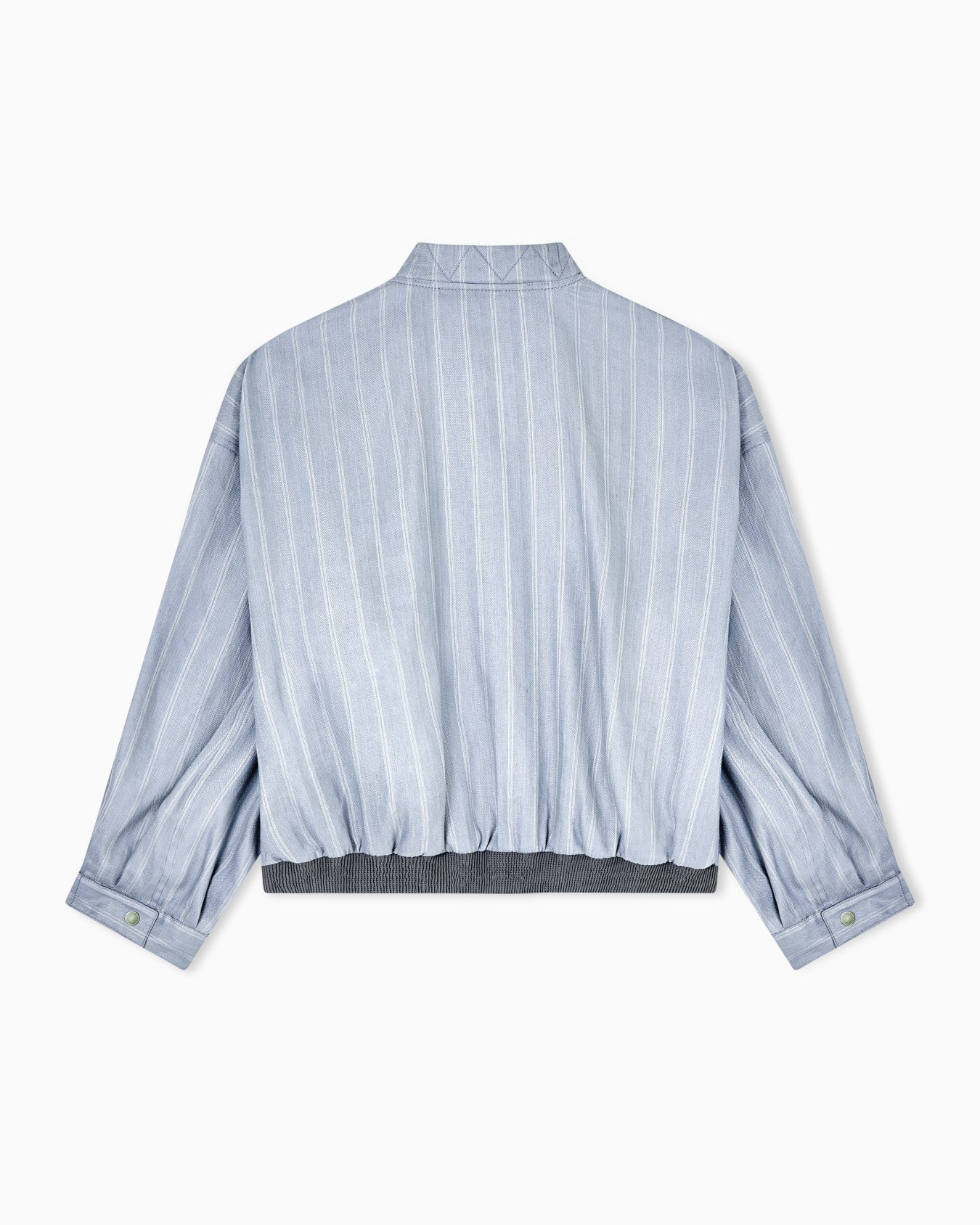 Pinstriped, silk and linen blouson Slide 3