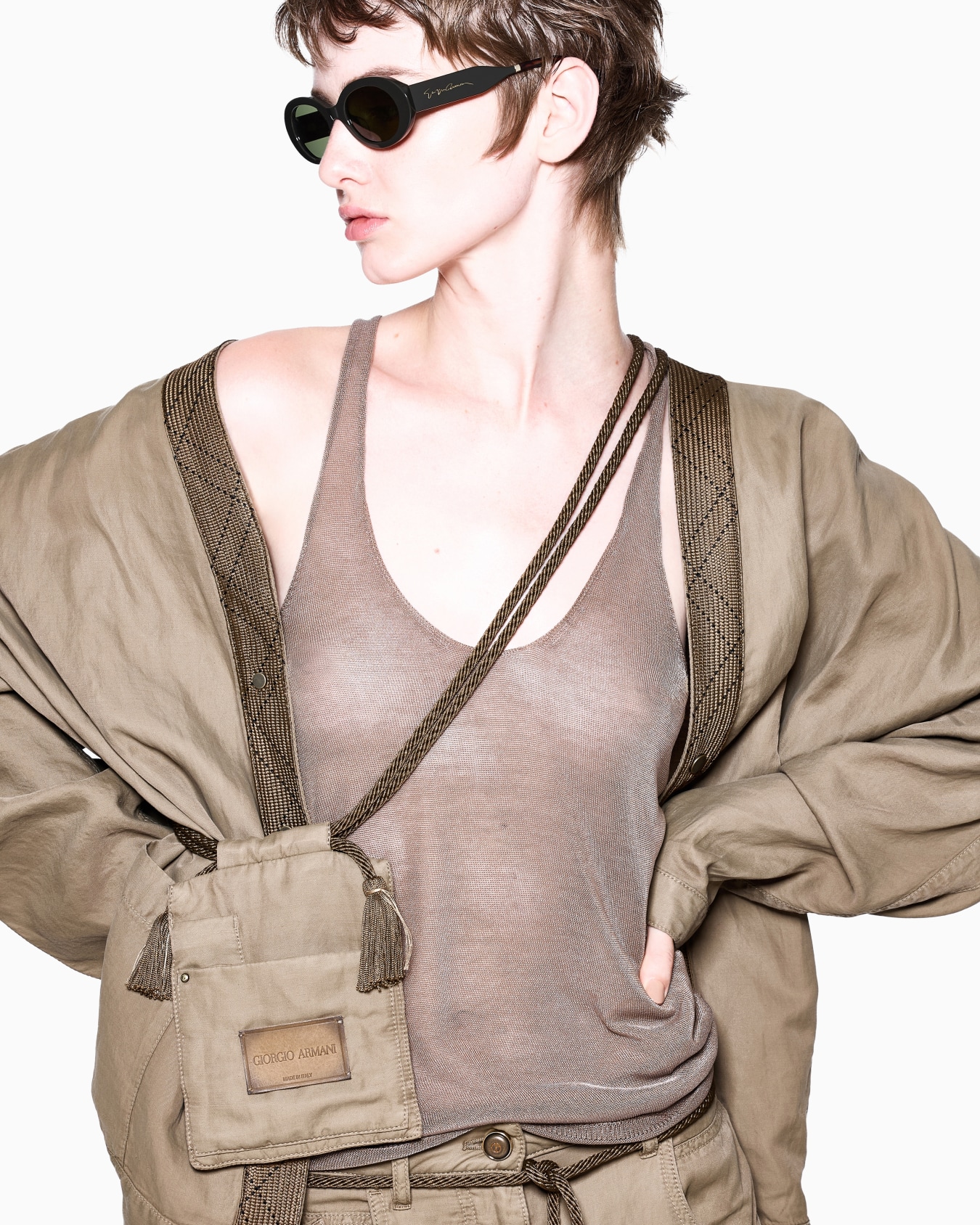 Shirt jacket in cupro and linen Slide 4