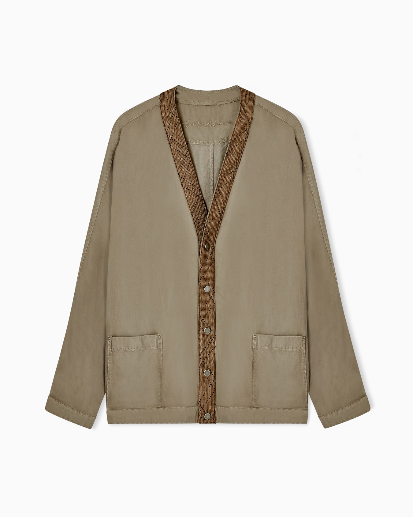 Shirt jacket in cupro and linen Slide 0