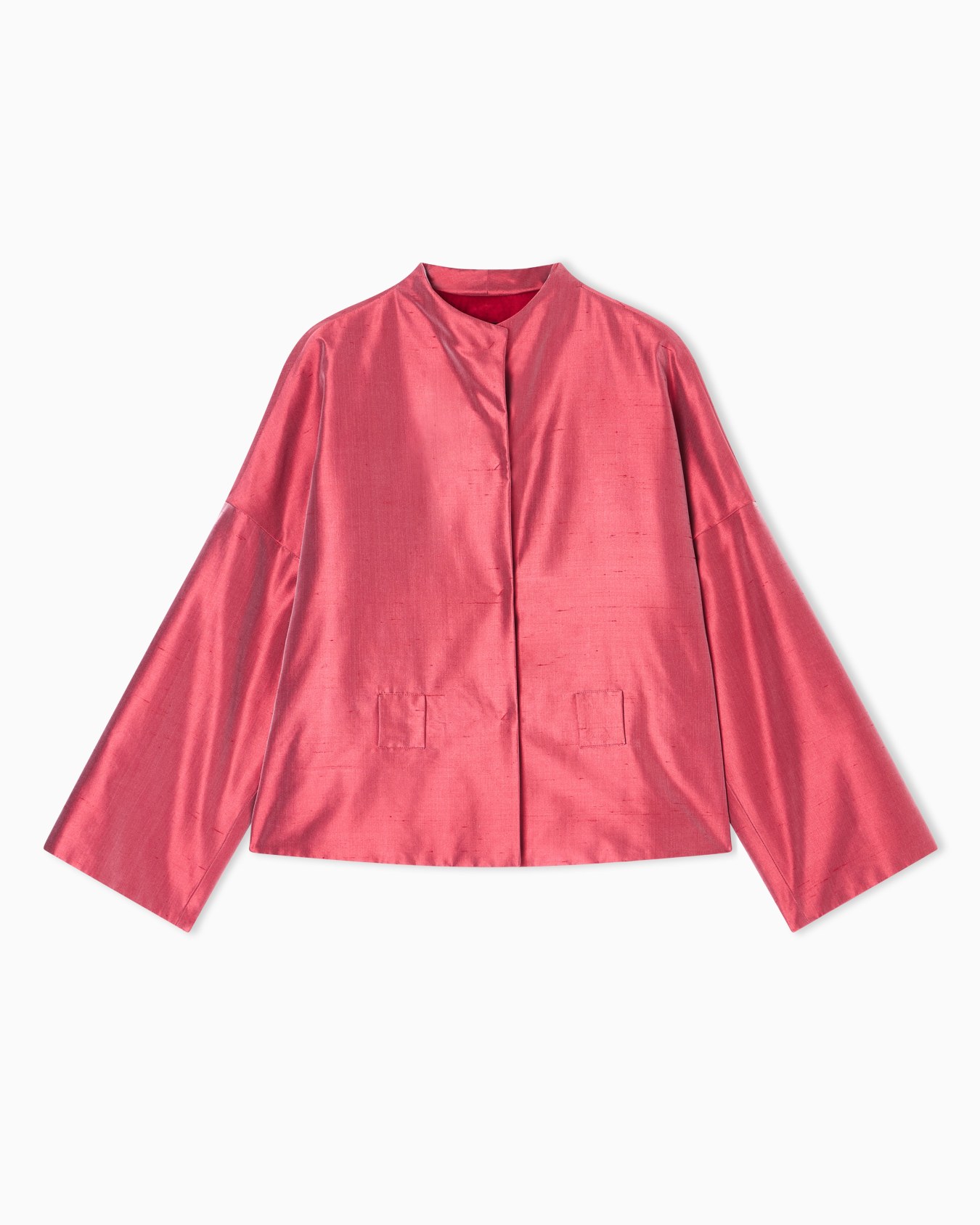 Silk shantung jacket with belt Slide 0