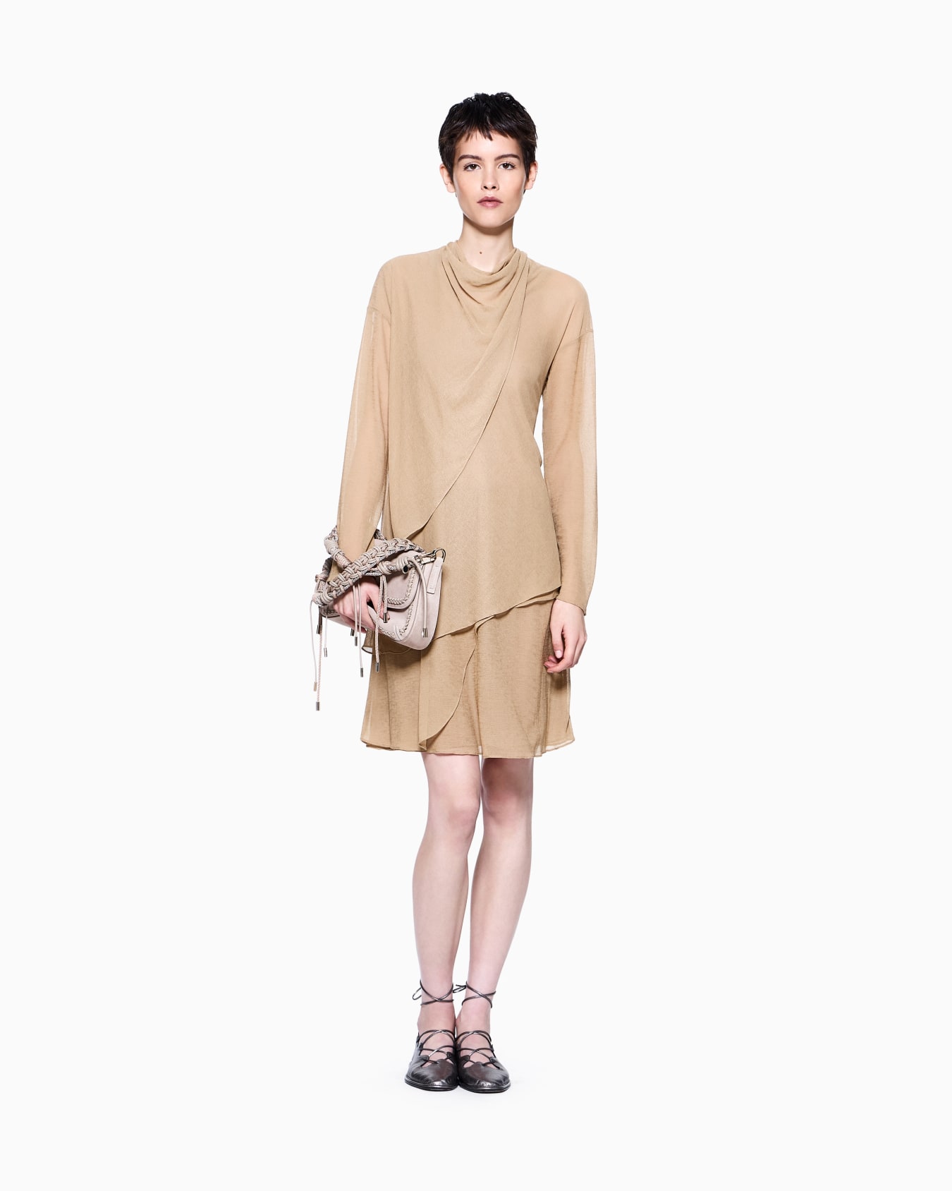 Draped-effect jersey midi dress Slide 1