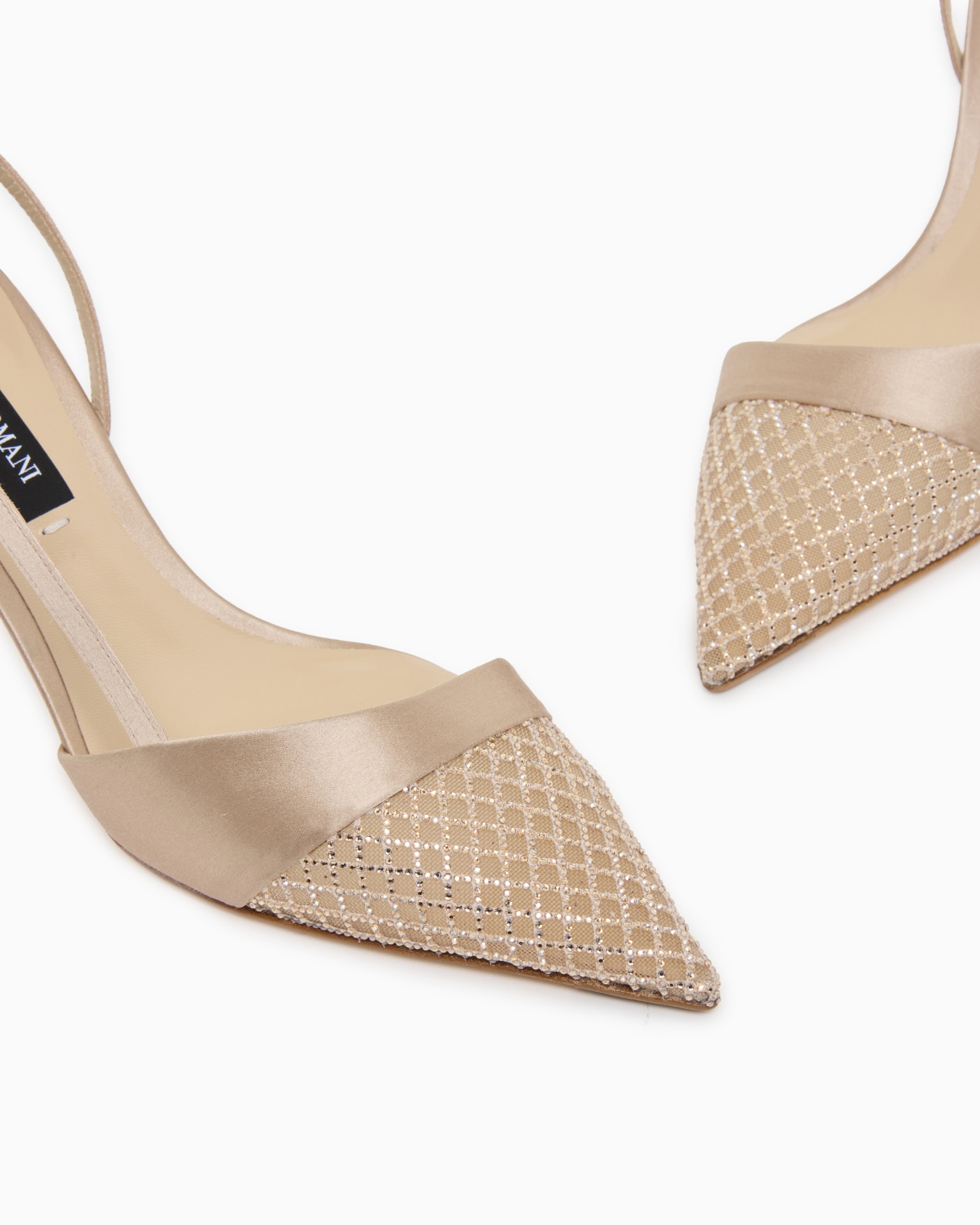 Pumps with satin strap and mesh with rhinestones Slide 4