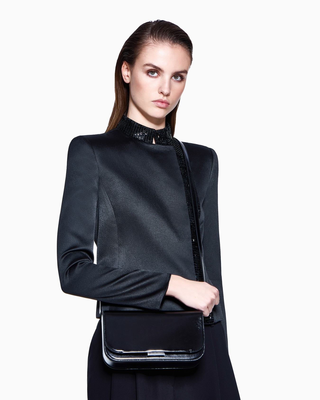 Patent leather clutch bag with shoulder strap  Slide 5