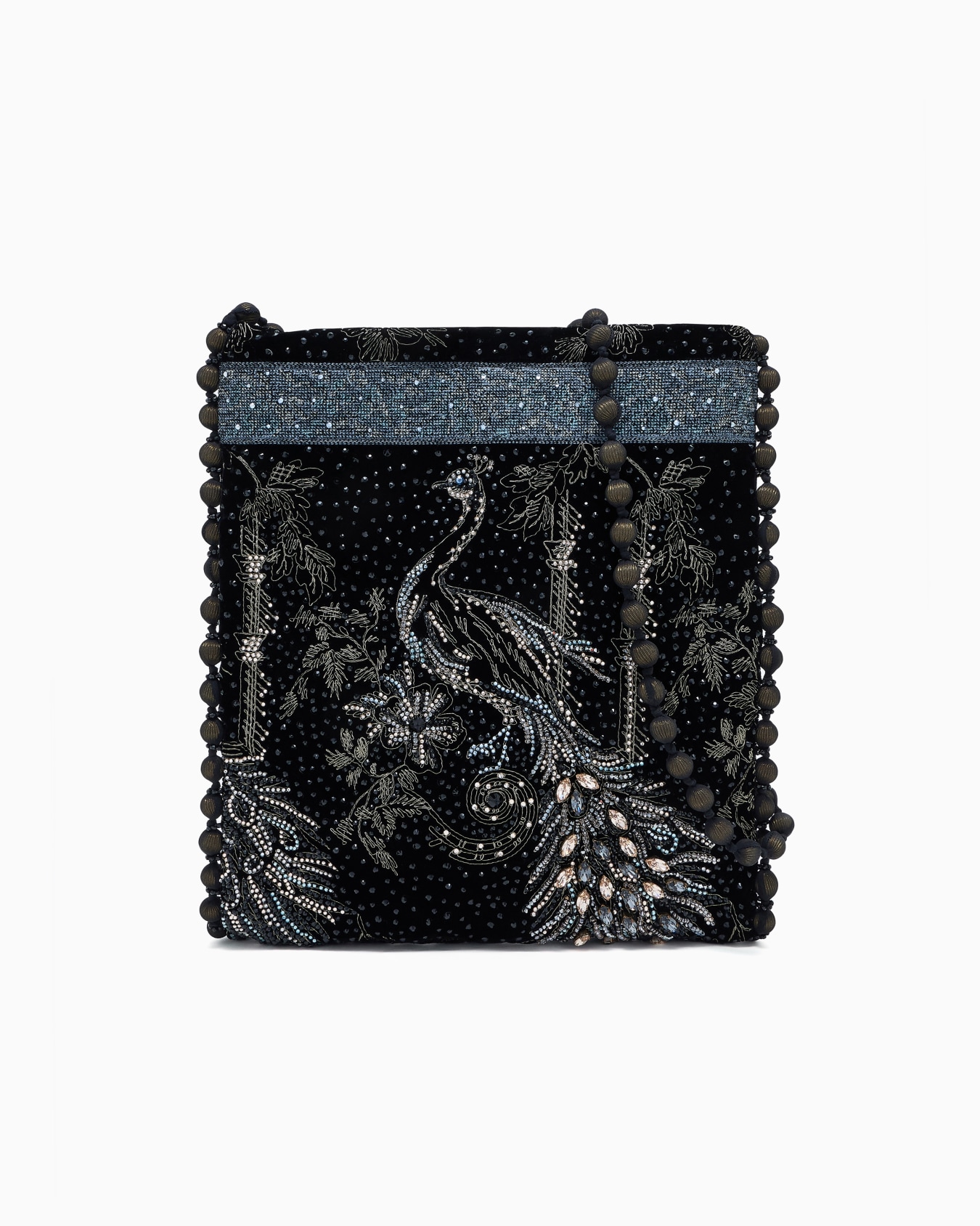 Embroidered velvet shoulder bag Slide 0