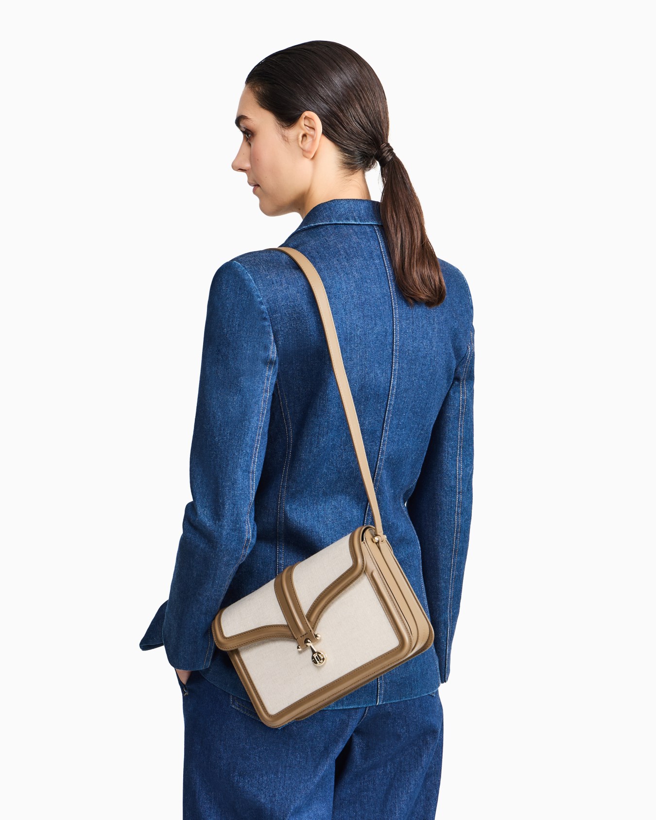 Crossbody bag in canvas and smooth leather Slide 5