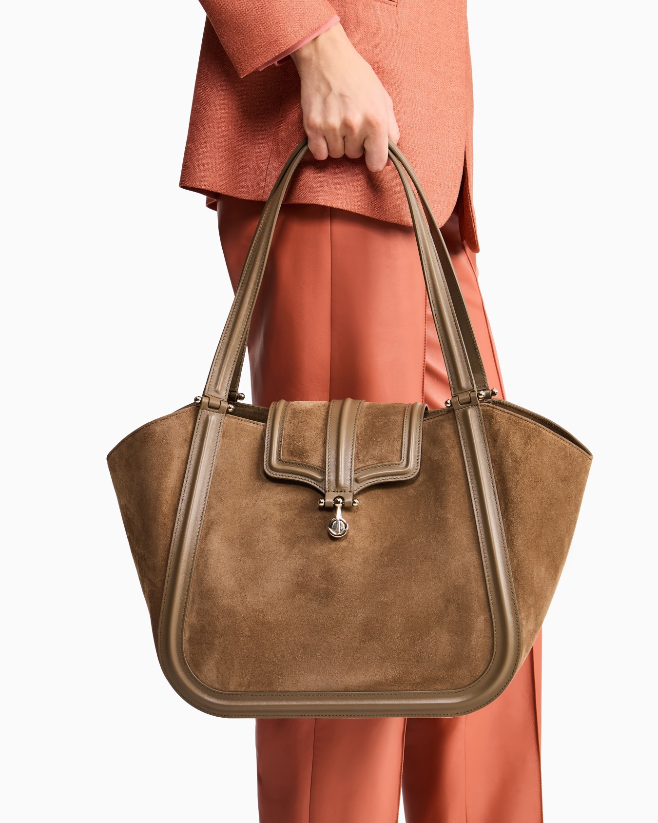 Tote bag in suede and smooth leather Slide 5