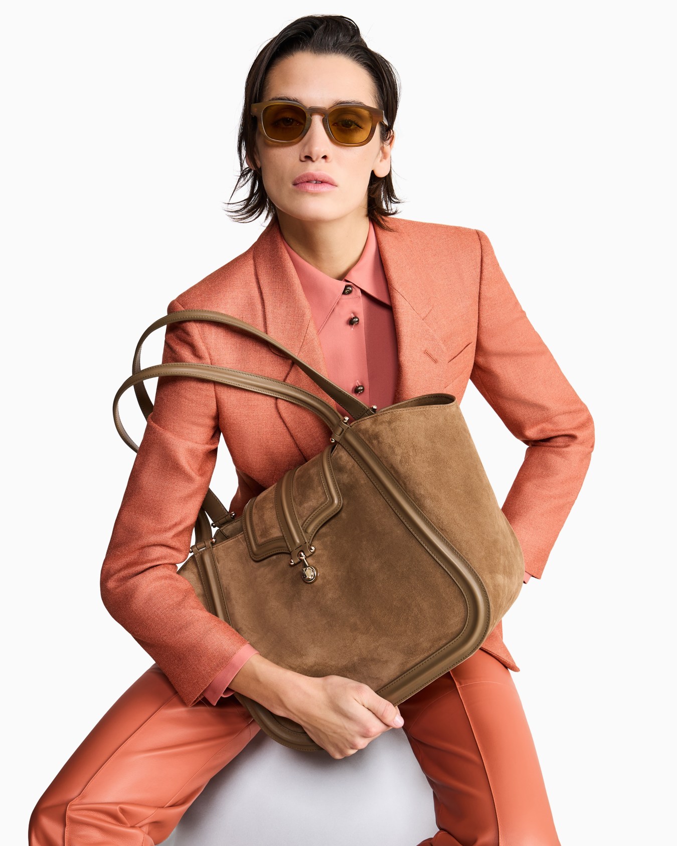 Tote bag in suede and smooth leather Slide 6