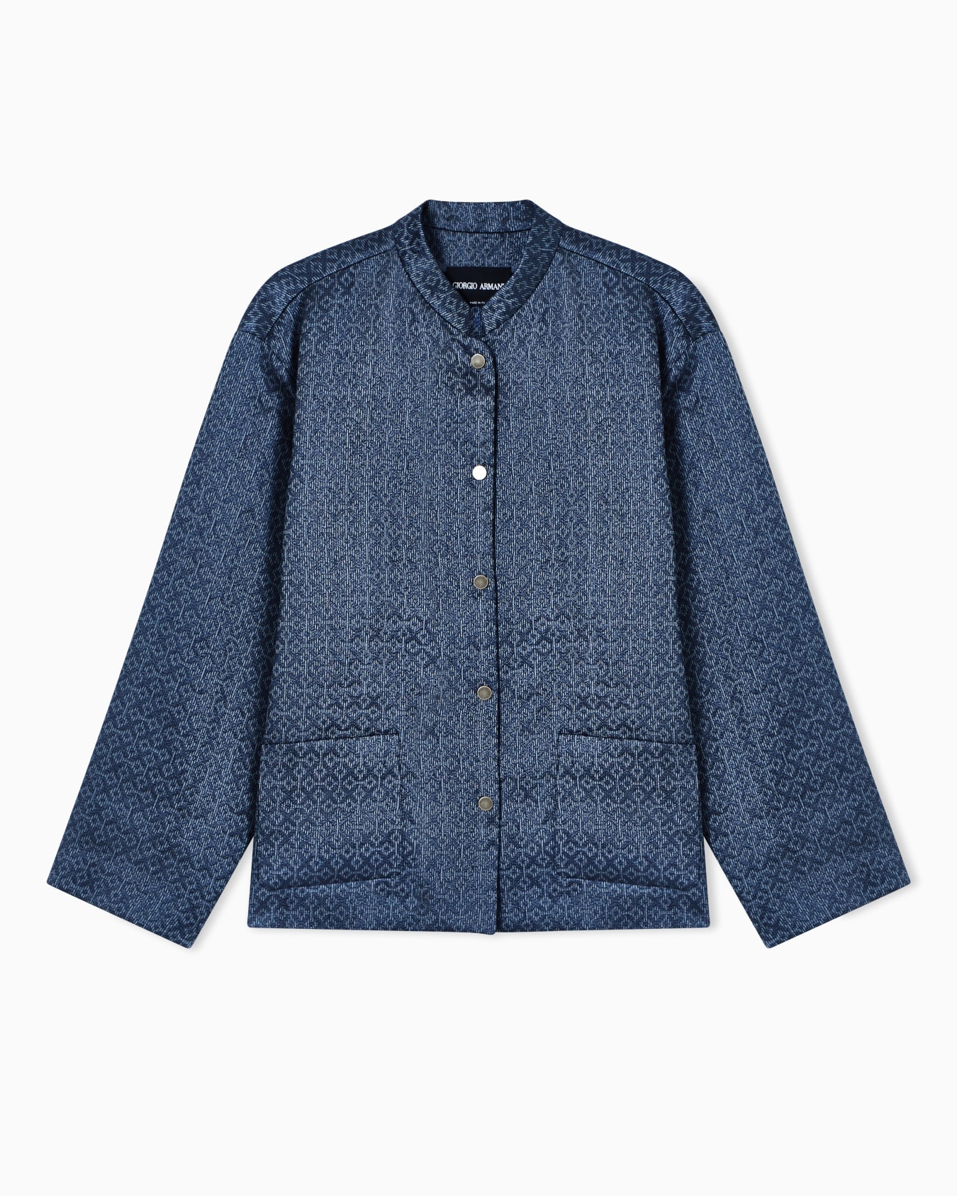 Shirt jacket in printed linen and viscose Slide 0