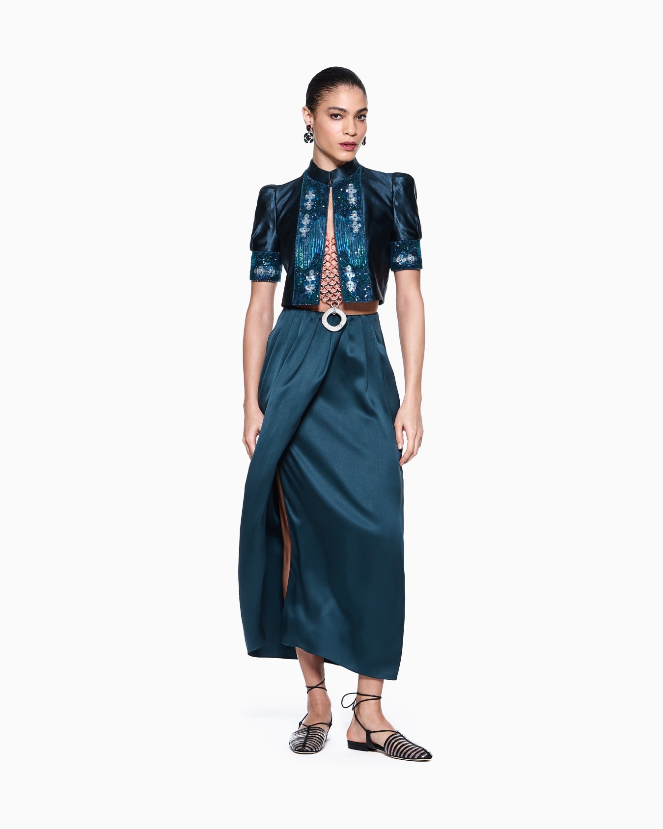 Long silk wrap skirt Slide 1