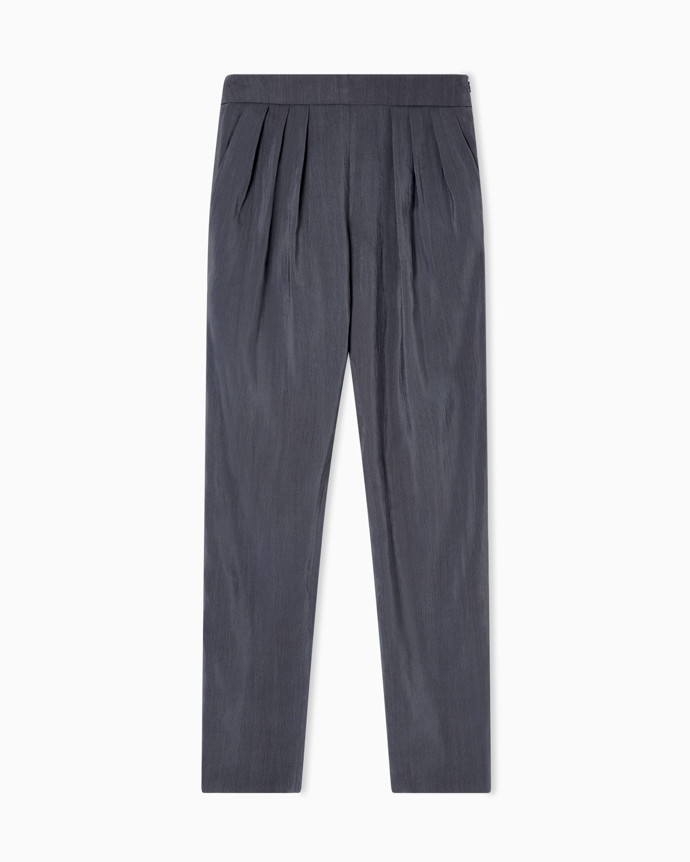 Washed technical silk trousers with pleats Slide 0