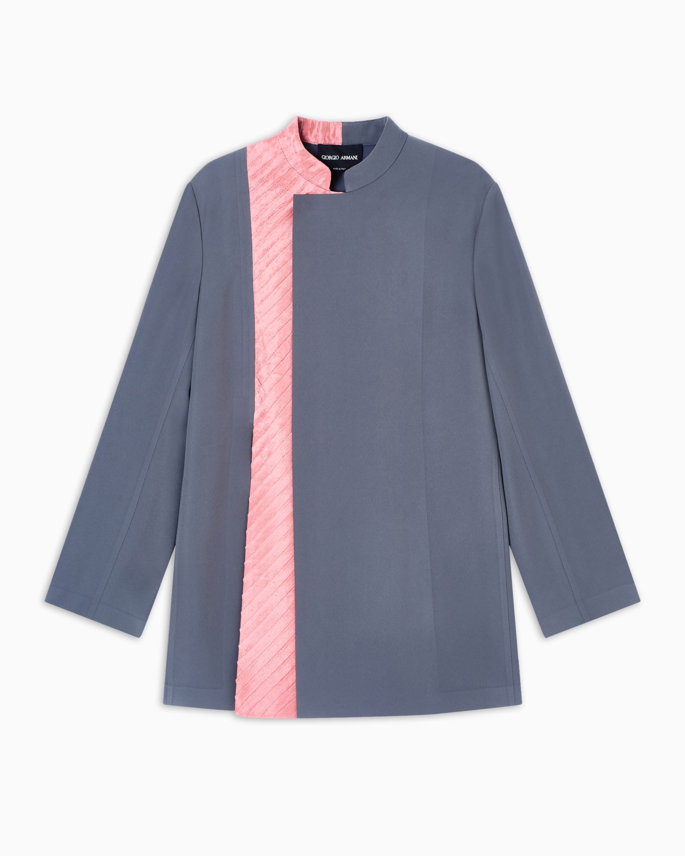 테크니컬 캐디 및 플리츠 실크 롱 재킷 슬라이드 0