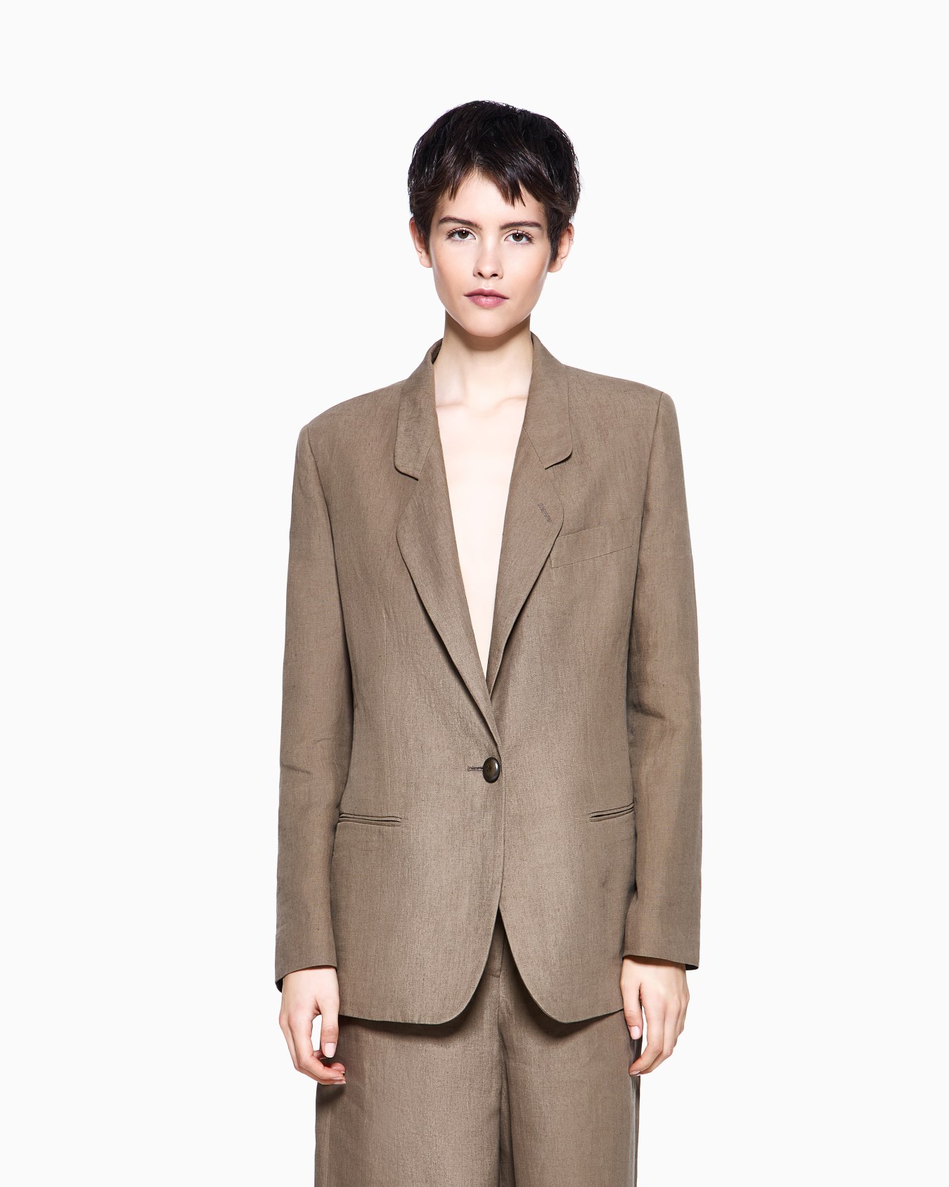 Single-breasted linen jacket Slide 3
