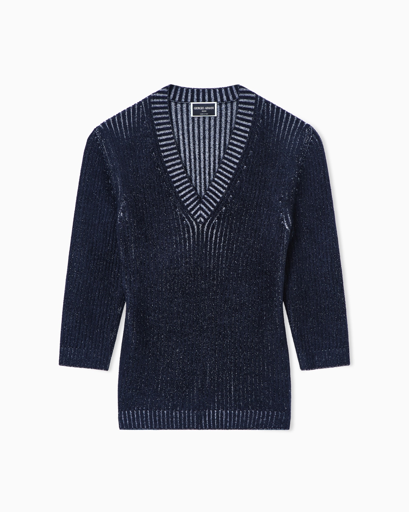Virgin wool and viscose V-neck jumper Slide 0