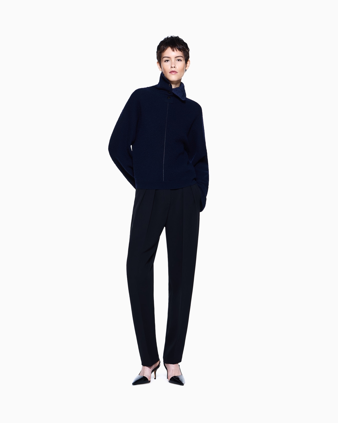 Viscose, cashmere and silk mock-neck jumper Slide 1