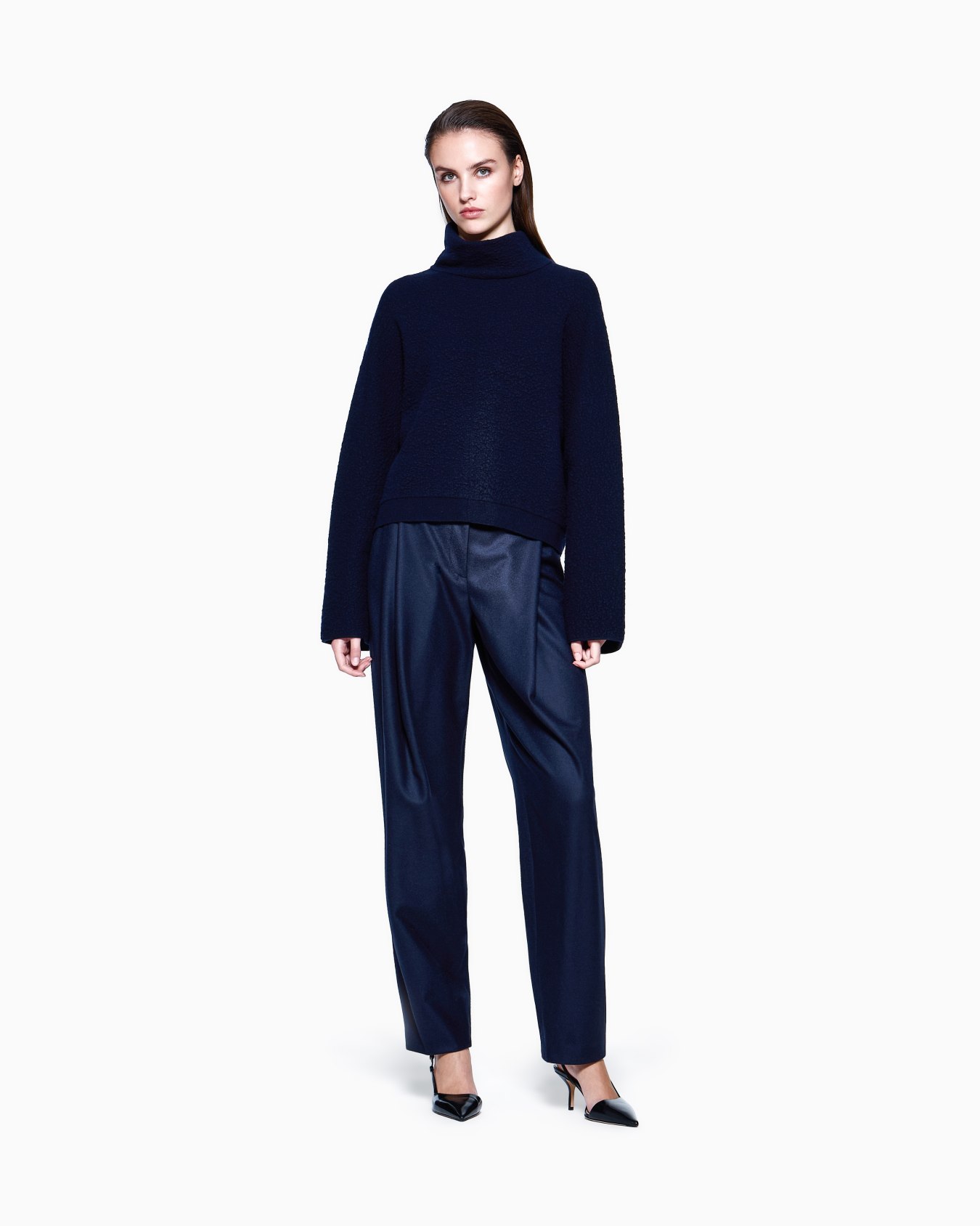 Viscose, cashmere and silk mock-neck jumper Slide 1